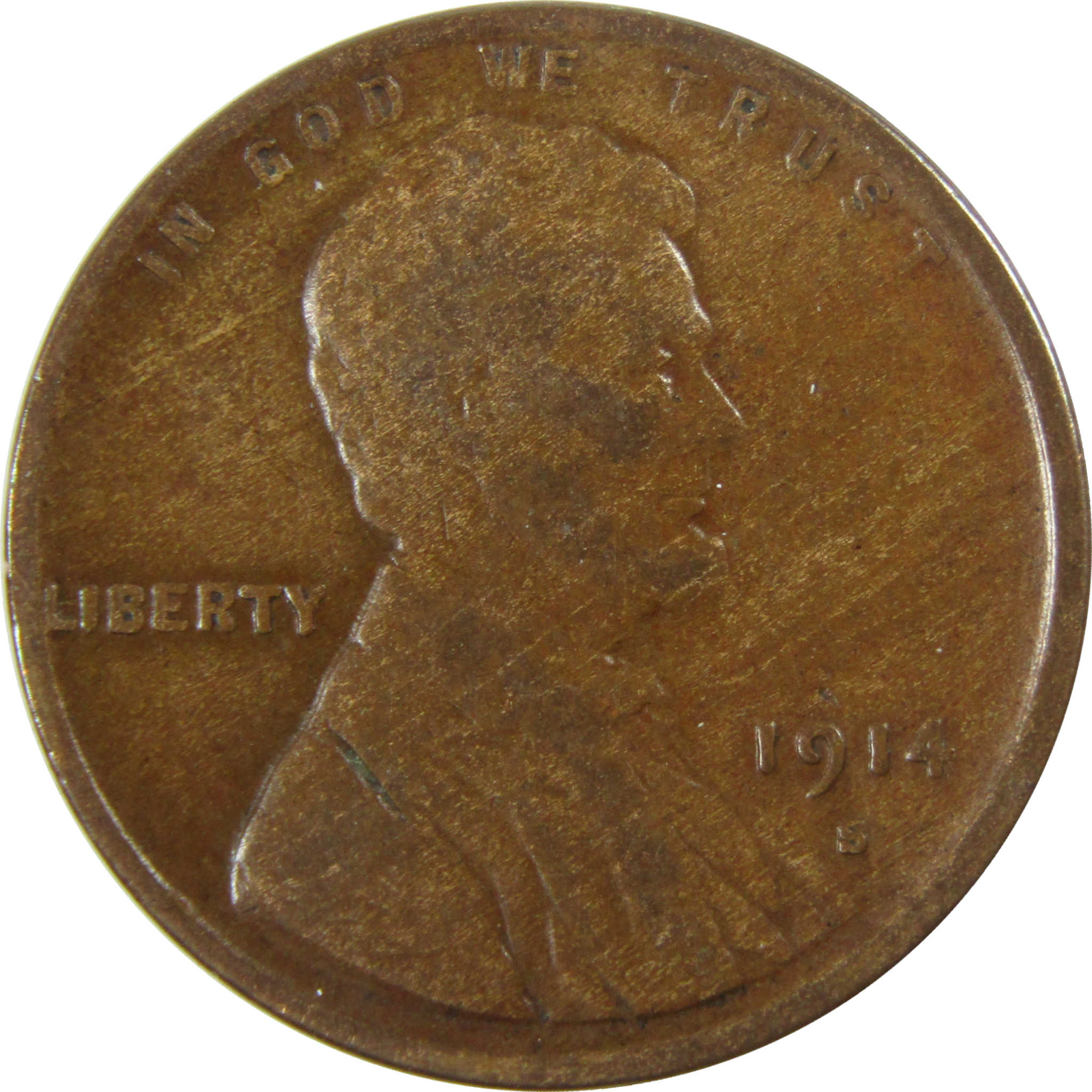 1914 S Lincoln Wheat Cent VG Very Good Penny 1c Coin SKU:I28231