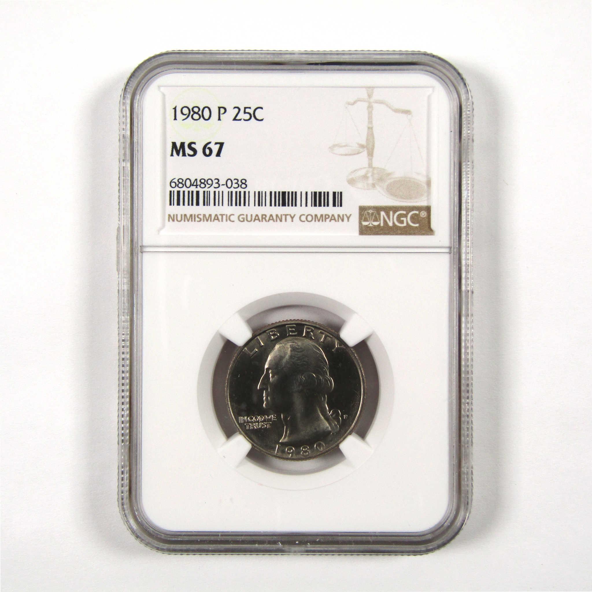 1980 P Washington Quarter MS 67 NGC Clad 25c Uncirculated SKU:I9537