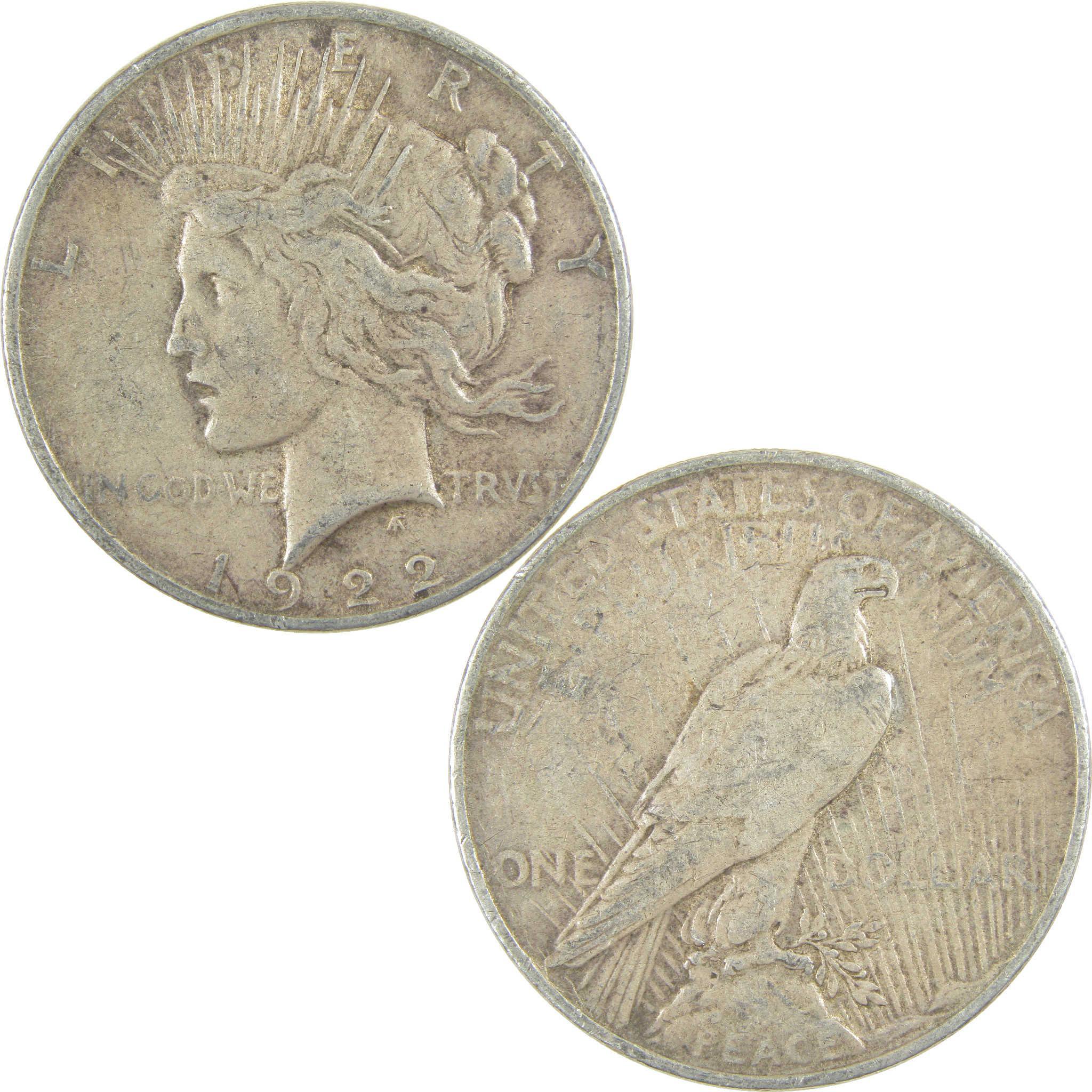 1922 Peace Dollar F Fine Silver $1 Coin