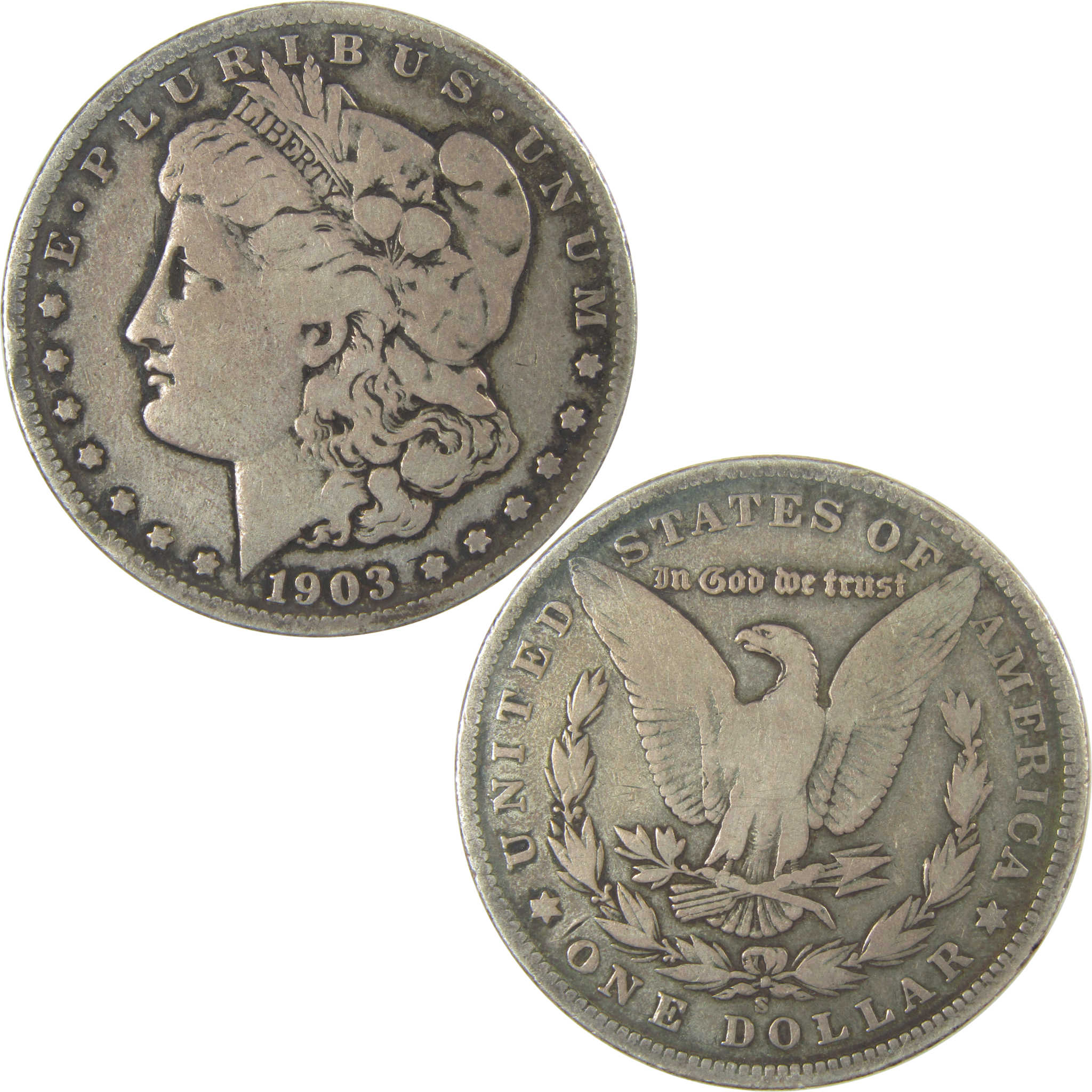 1903 S Morgan Dollar VG Very Good Silver $1 Coin SKU:CPC0970 - Morgan coin - Morgan silver dollar - Morgan silver dollar for sale - Profile Coins & Collectibles