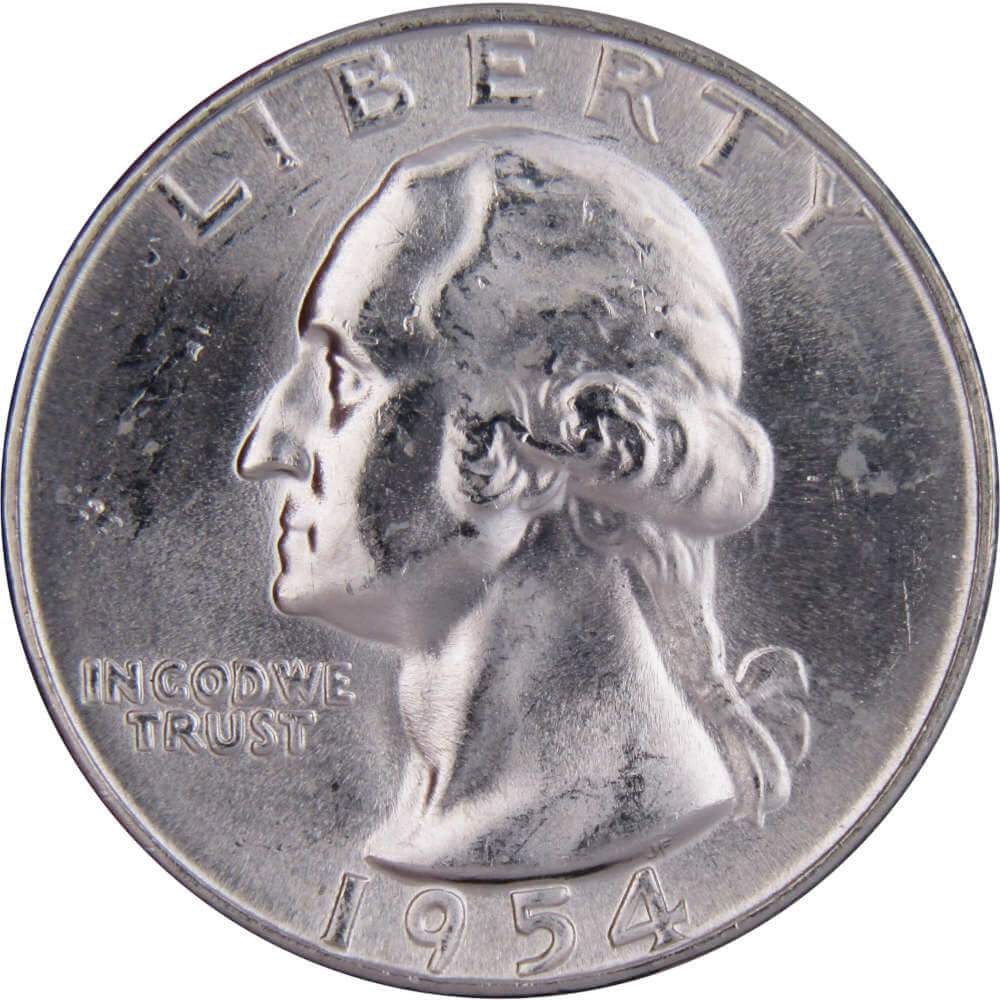 1954 Washington Silver Quarter Uncirculated Mint State 25c Coin