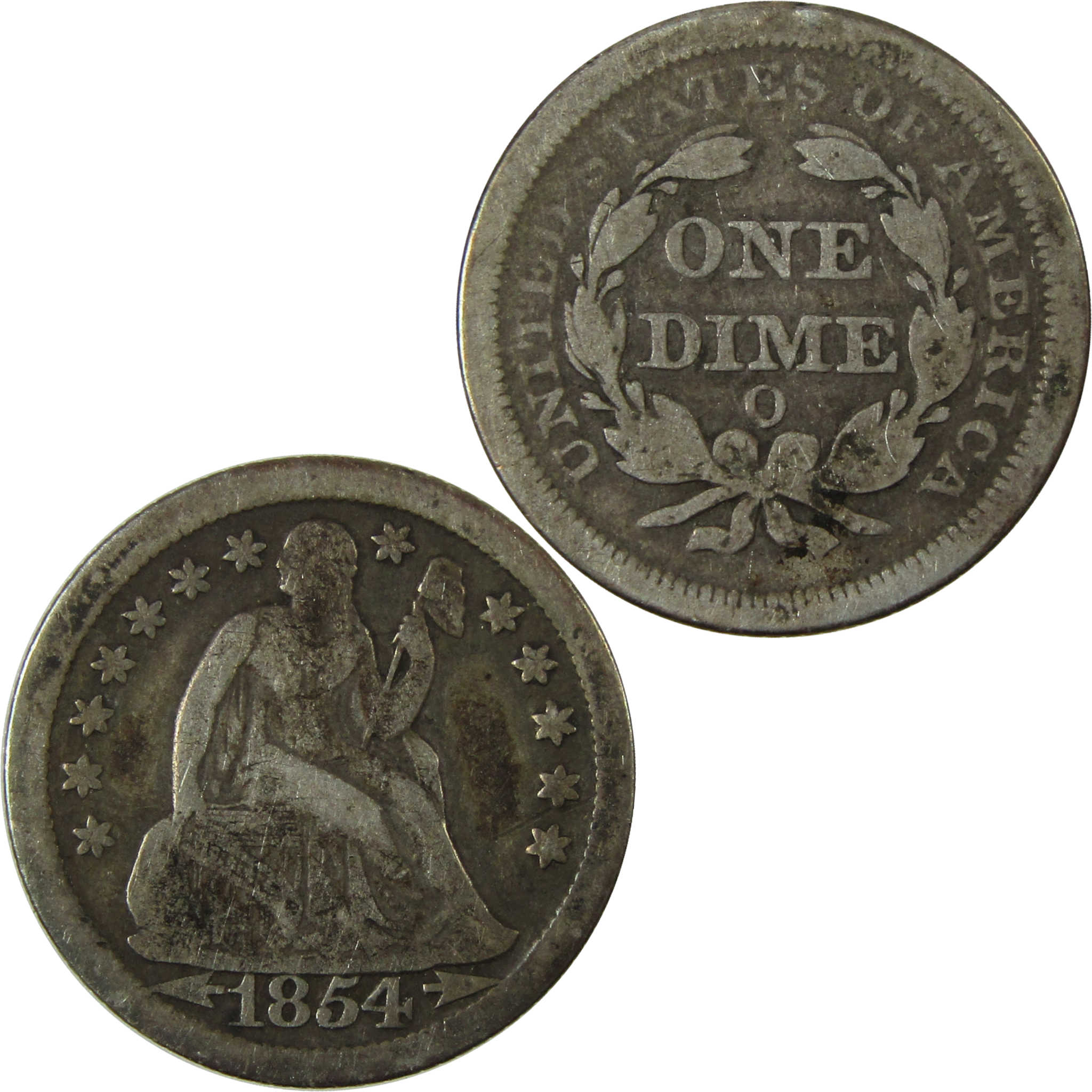 1854 O Seated Liberty Silver Dime VG Very Good 10c Coin SKU:CP1650
