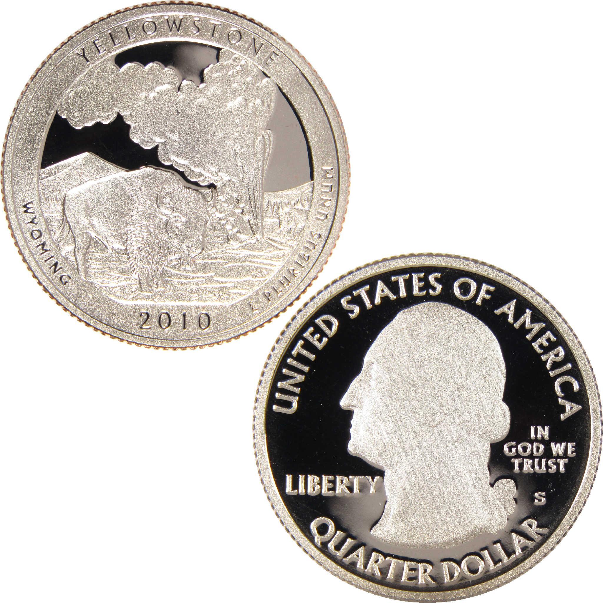 2010 S Yellowstone National Park Quarter Clad 25c Proof Coin
