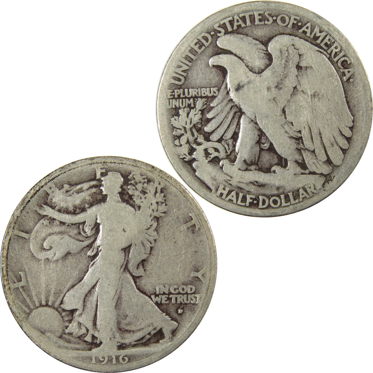 1916 D Liberty Walking Silver Half Dollar VG Very Good Coin SKU:I22772