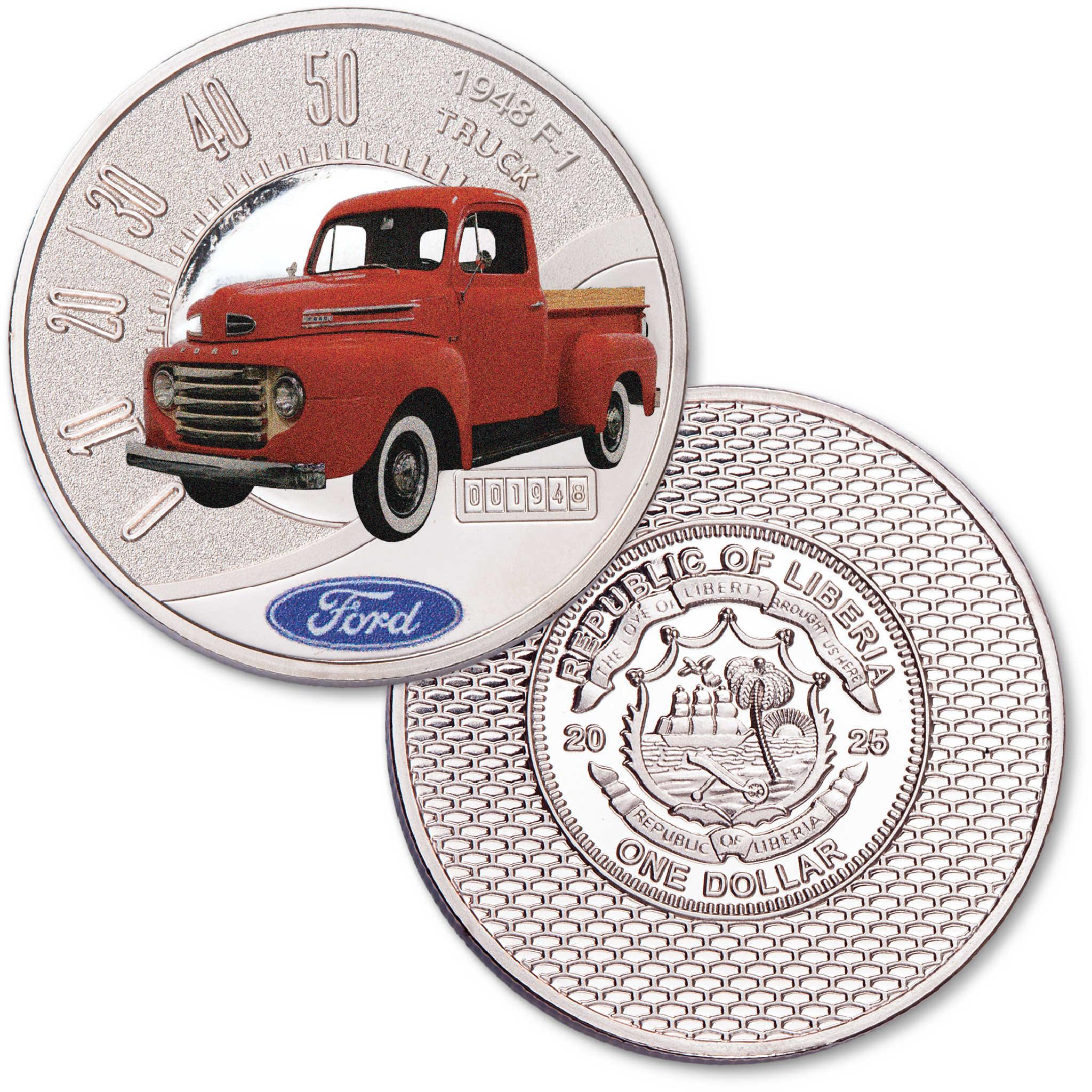 2025 Liberia Ford Truck Series 1948 F-1 Proof-Like $1 Coin