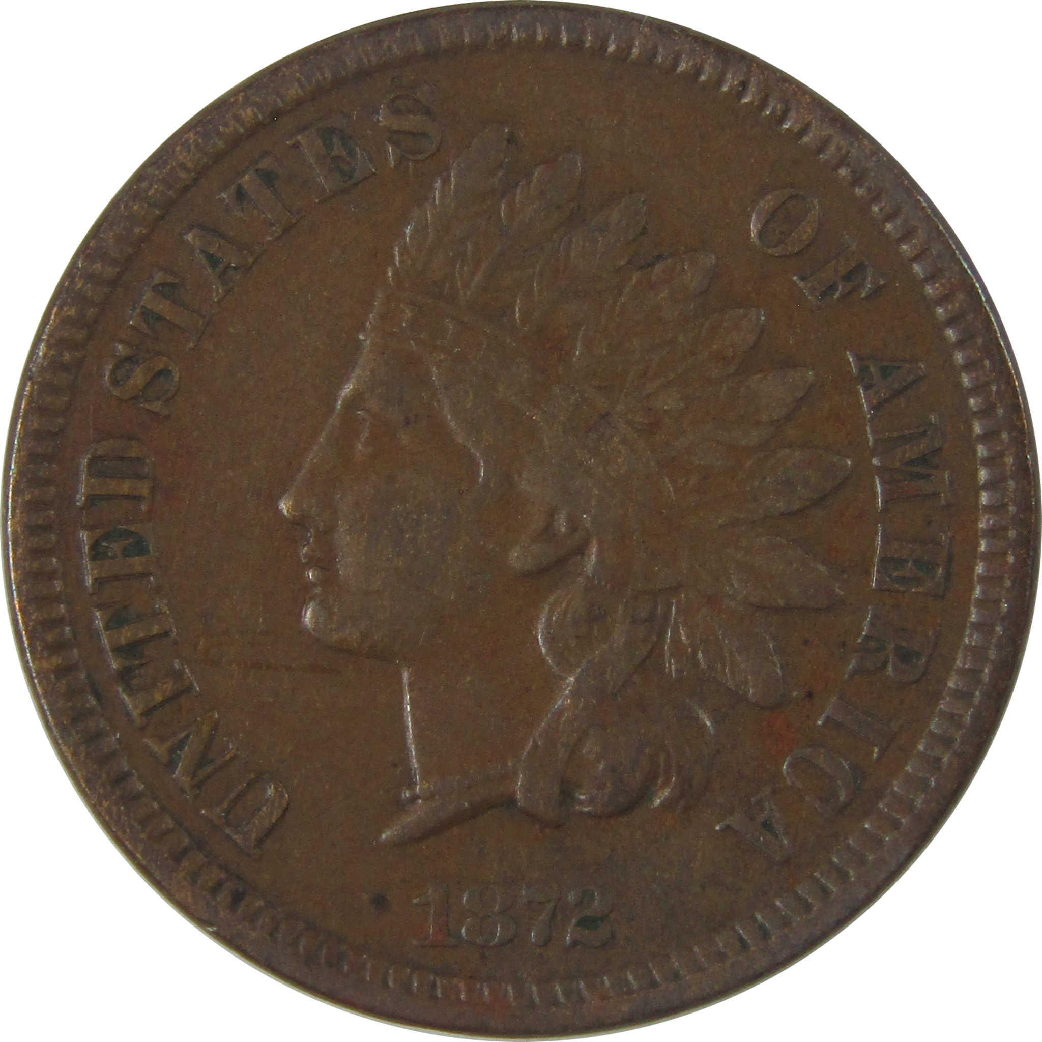 1872 Indian Head Cent VF Very Fine Details Penny 1c Coin SKU:I22739