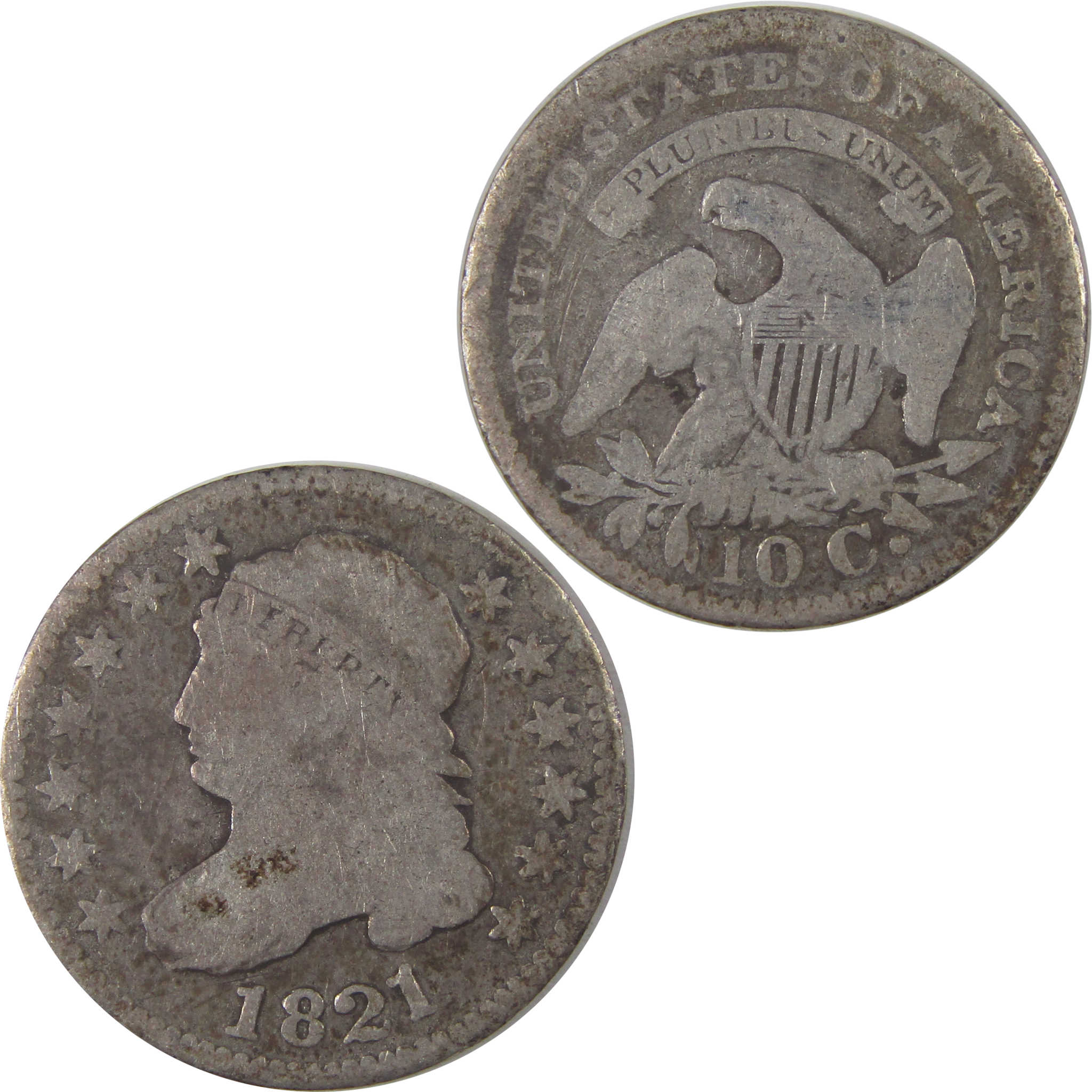 1821 Large Date Capped Bust Dime AG About Good Silver SKU:I18102