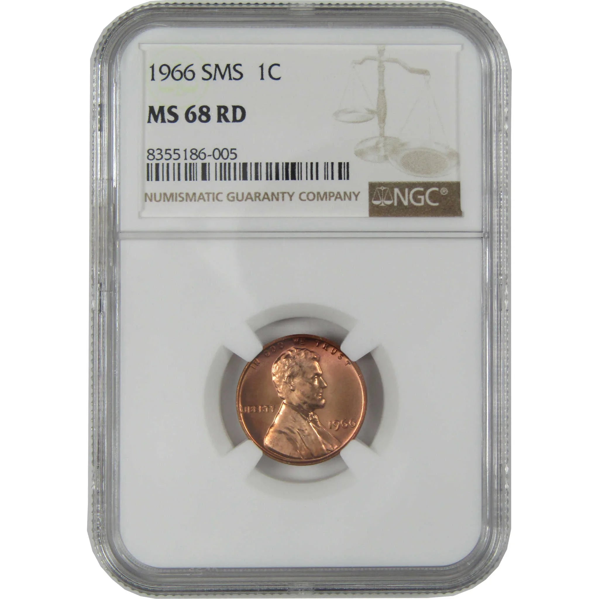 1966 SMS Lincoln Memorial Cent MS 68 RD NGC Uncirculated SKU:I27495