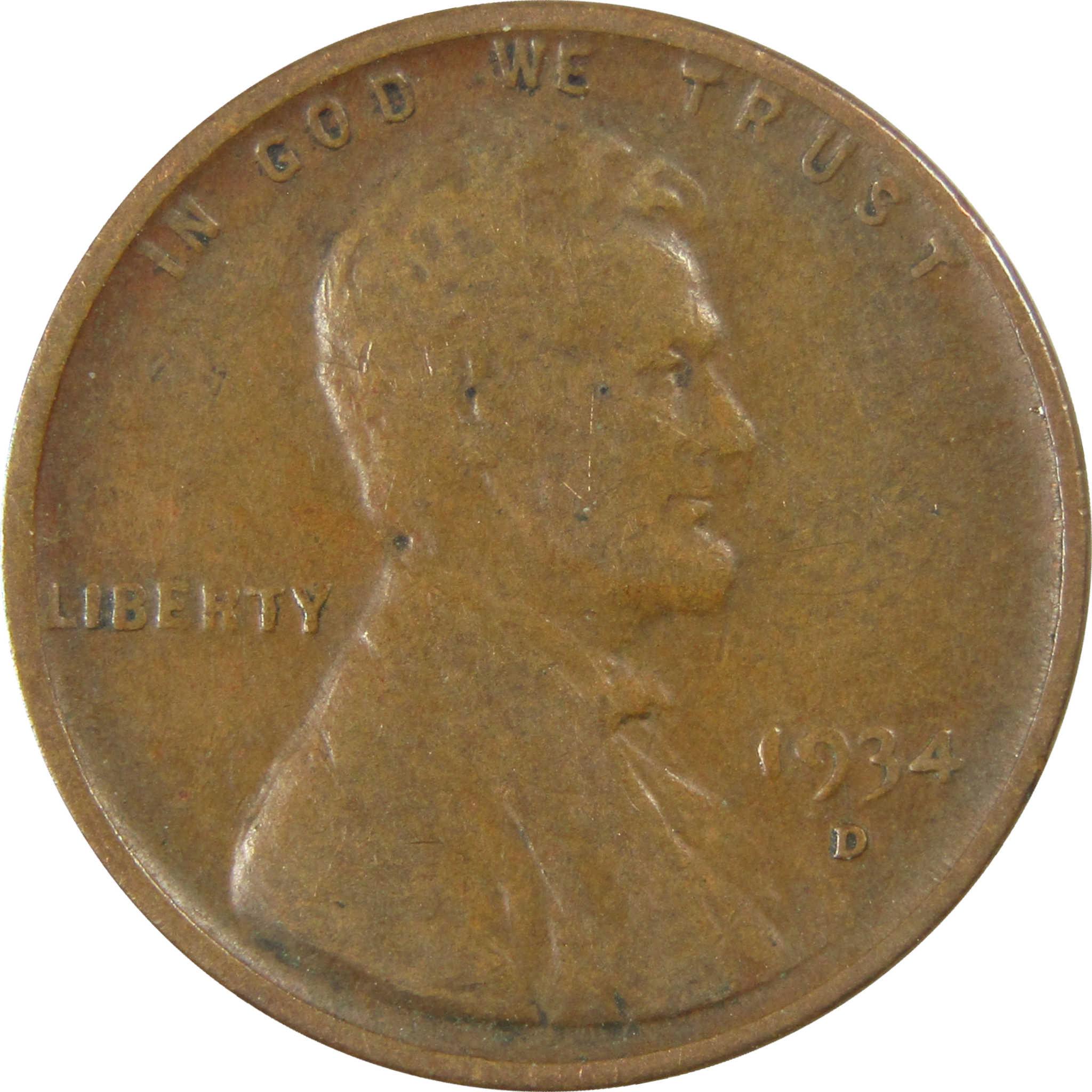 1934 D Lincoln Wheat Cent F Fine Penny 1c Coin Collectible SKU:I26790