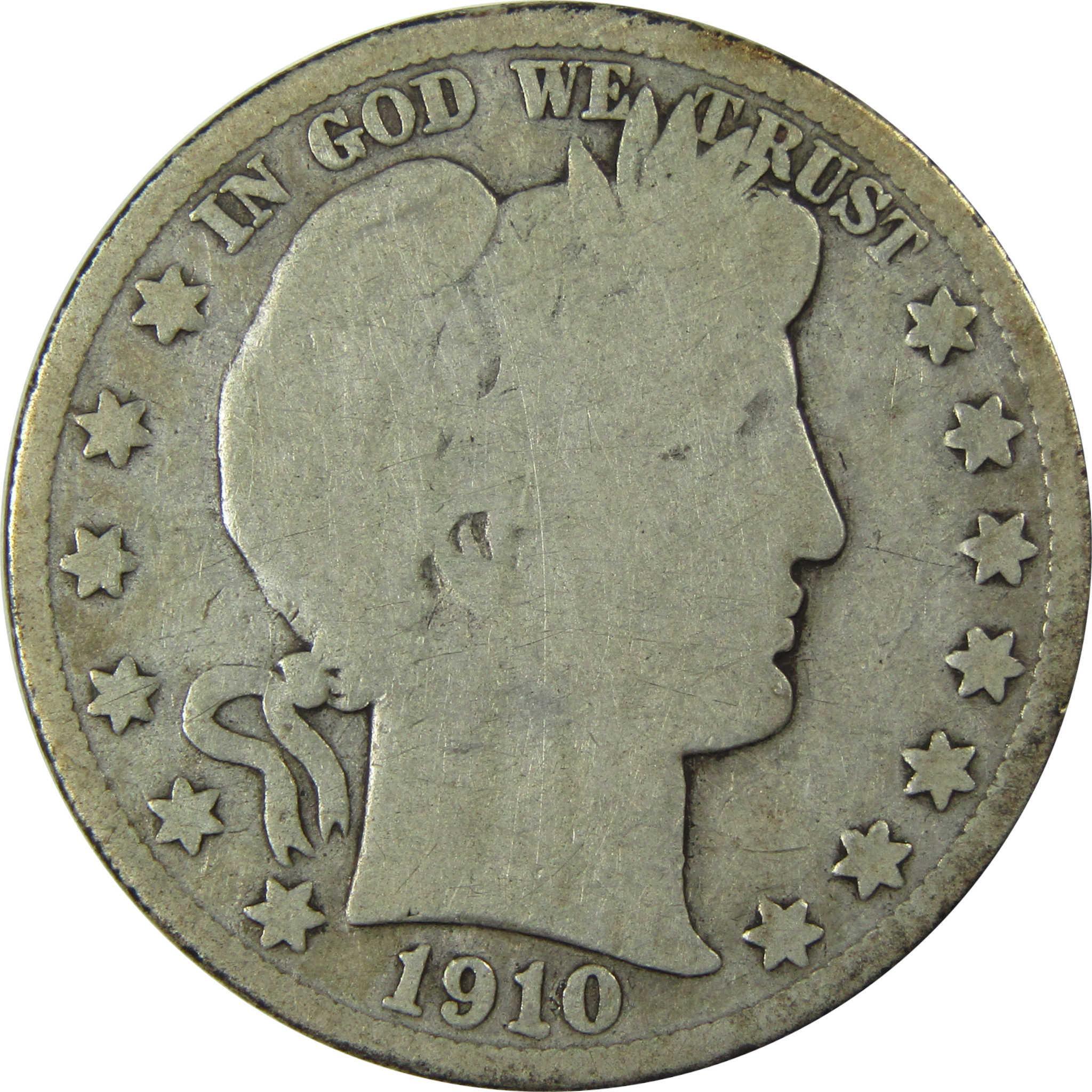 1910 S Barber Silver Half Dollar AG About Good 50c Coin SKU:I25952