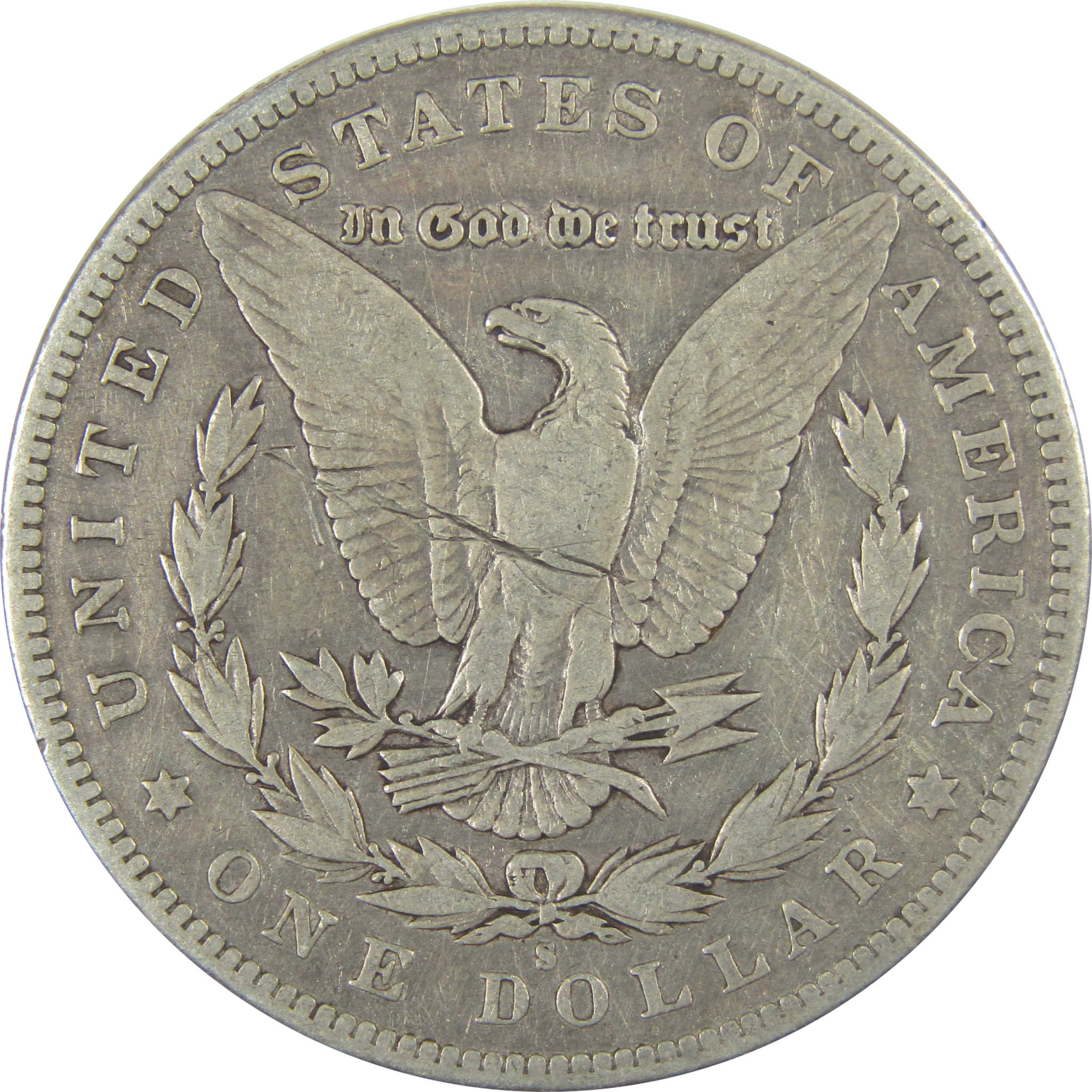 1896 S Morgan Dollar F Fine Details Silver $1 Coin SKU:CPC1038 - Morgan coin - Morgan silver dollar - Morgan silver dollar for sale - Profile Coins & Collectibles
