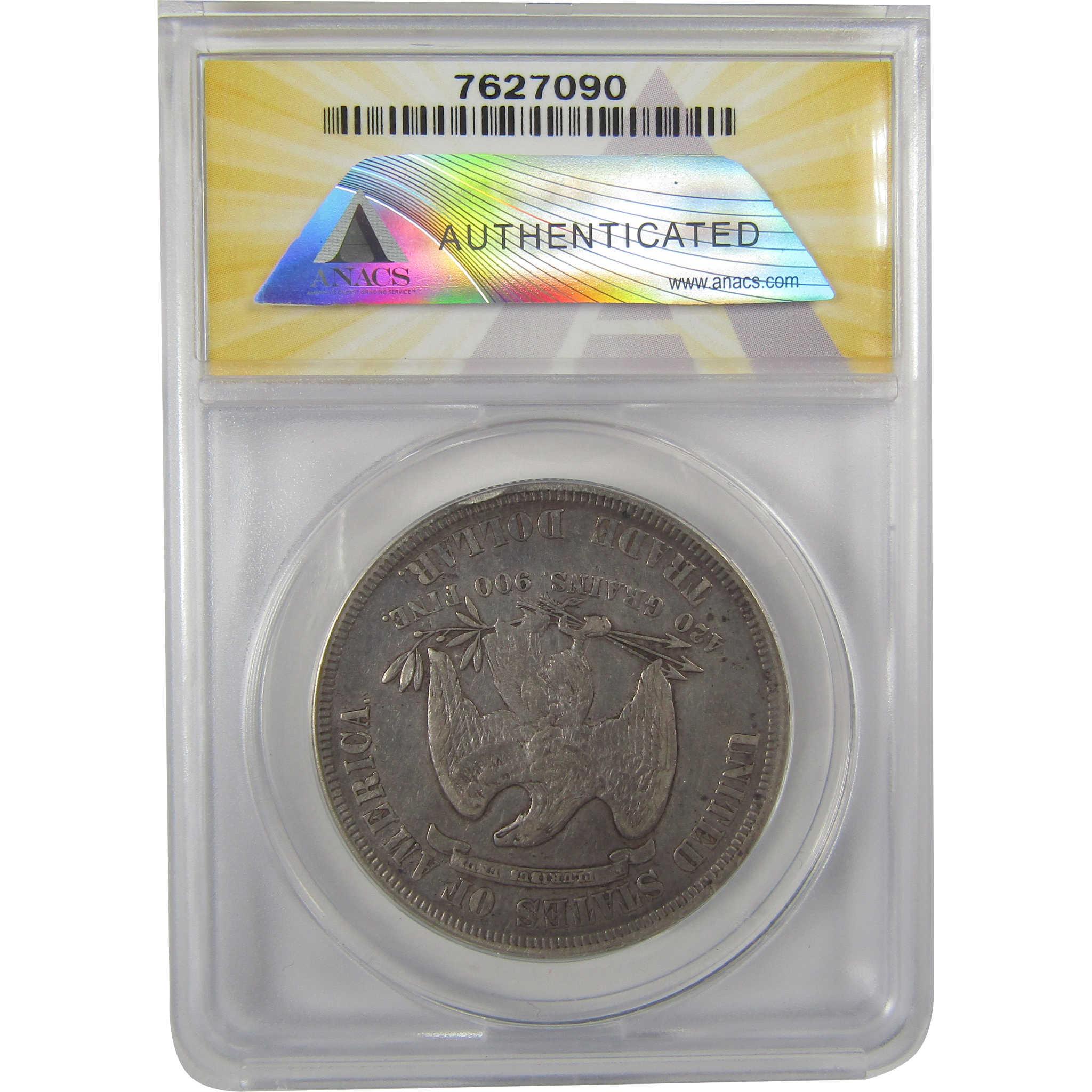 1877 Trade Dollar EF 40 Details ANACS Silver $1 Coin SKU:I19967