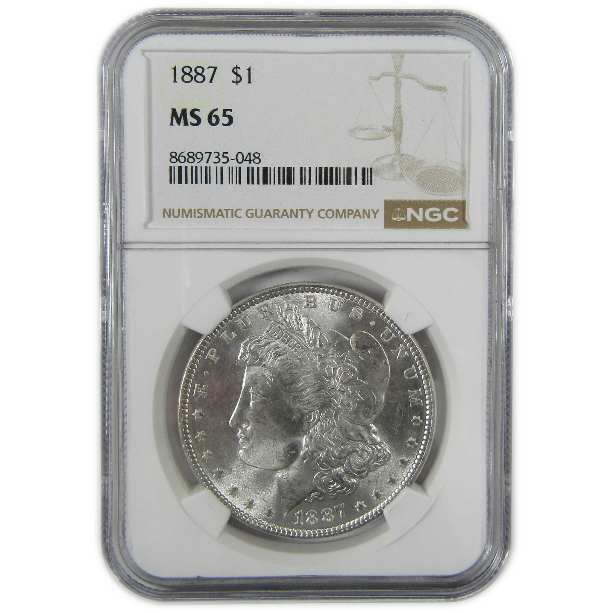 1887 Morgan Silver Dollar MS 65 NGC Uncirculated $1 Coin SKU:CP475 - Morgan coin - Morgan silver dollar - Morgan silver dollar for sale - Profile Coins & Collectibles