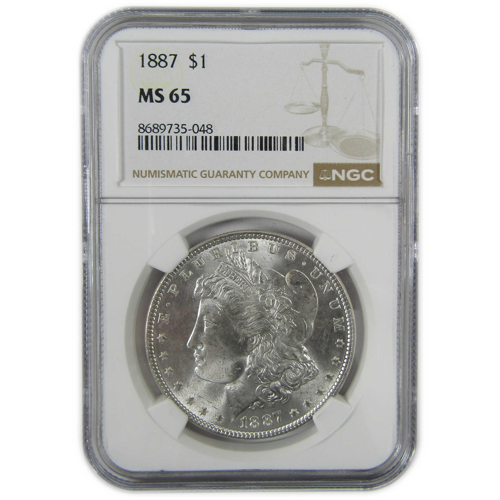 1887 Morgan Silver Dollar MS 65 NGC Uncirculated $1 Coin SKU:CP475 - Morgan coin - Morgan silver dollar - Morgan silver dollar for sale - Profile Coins & Collectibles