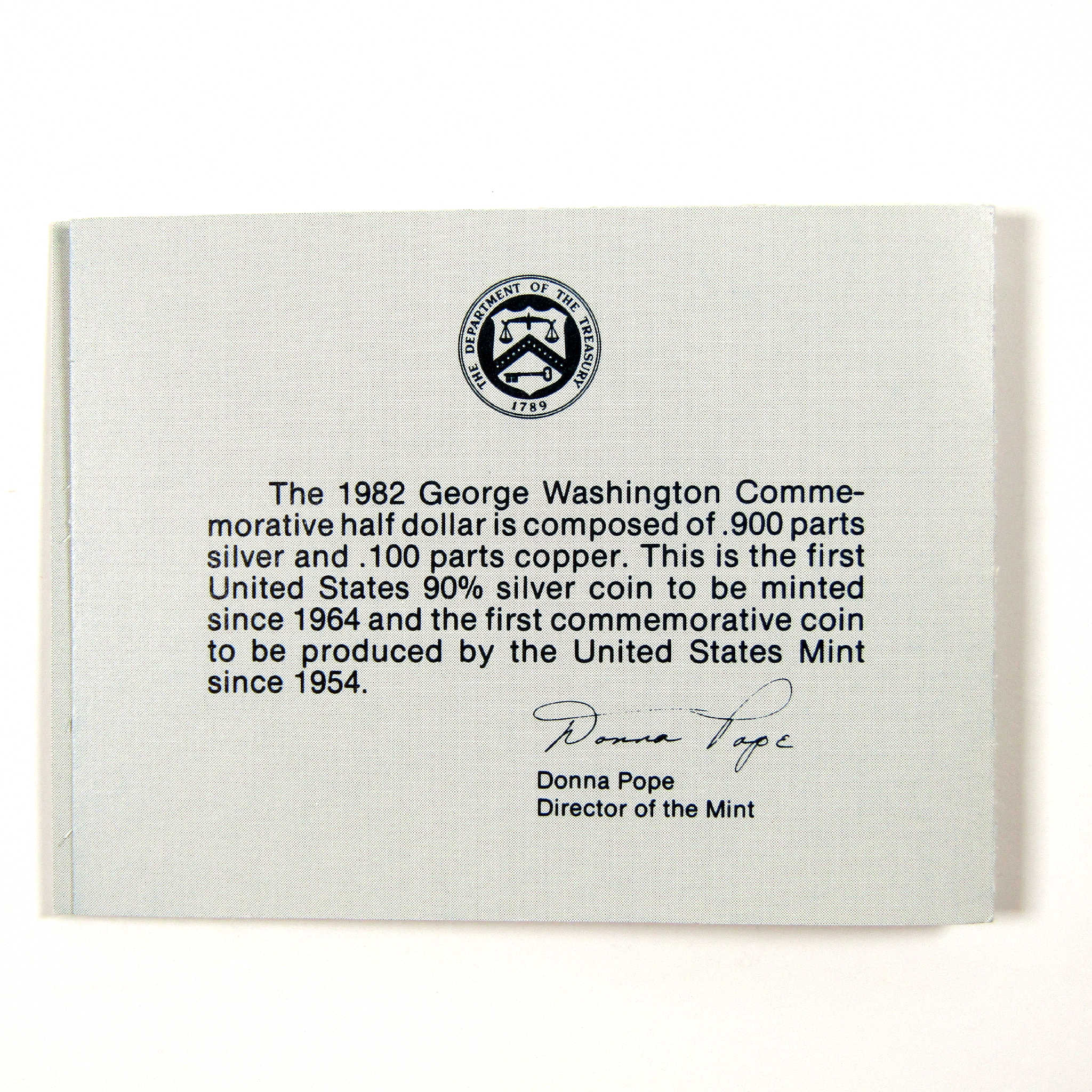 George Washington Commemorative Half 1982 D Uncirculated Silver OGP