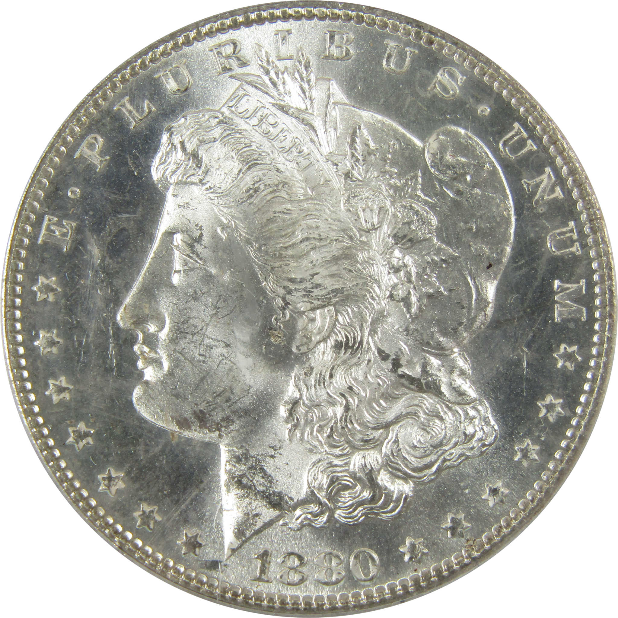 1880 S Morgan Silver Dollar MS 64 PCGS Struck Through Error SKU:CP107