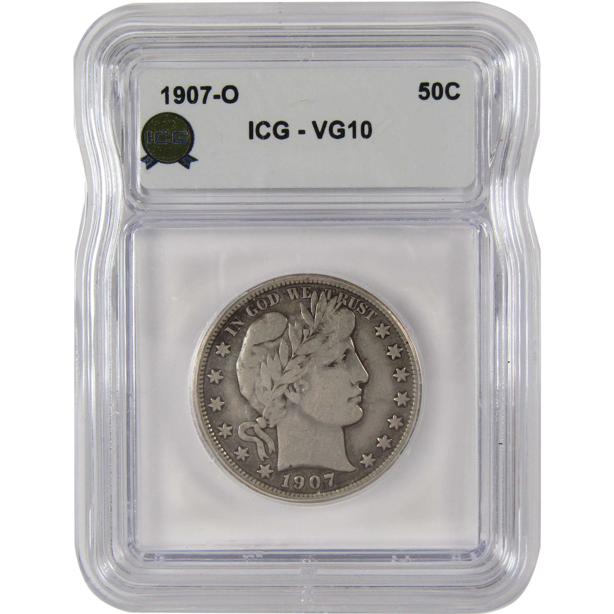 1907 O Barber Silver Half Dollar VG 10 ICG 50c Coin SKU:I29169