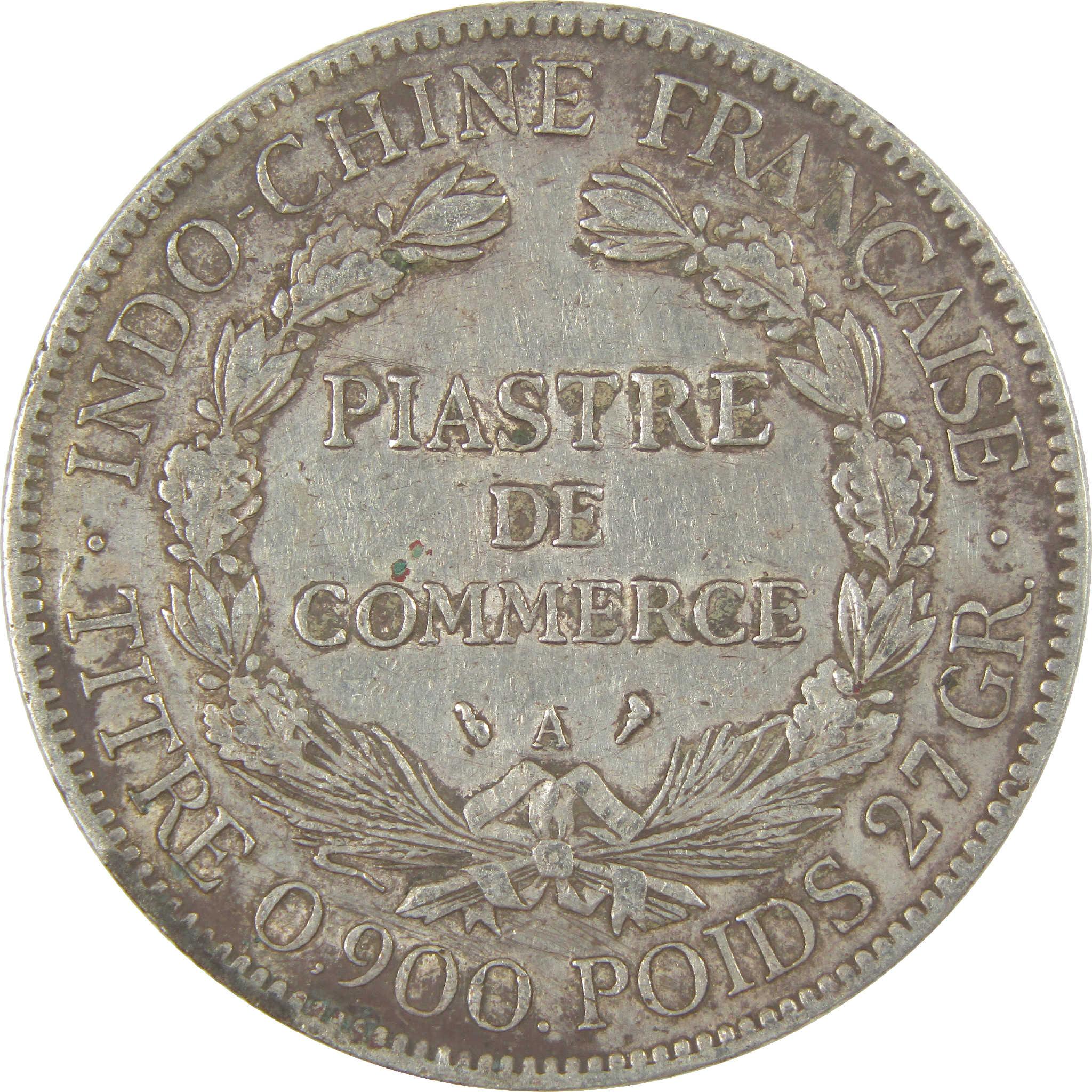 1895-1928 Type 2 French Indochina Silver Piastre Circulated