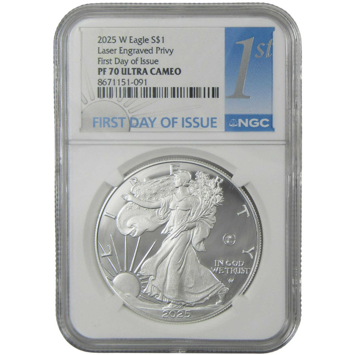 2025 W American Silver Eagle Laser-Engraved Privy Mark PF 70 UCAM NGC