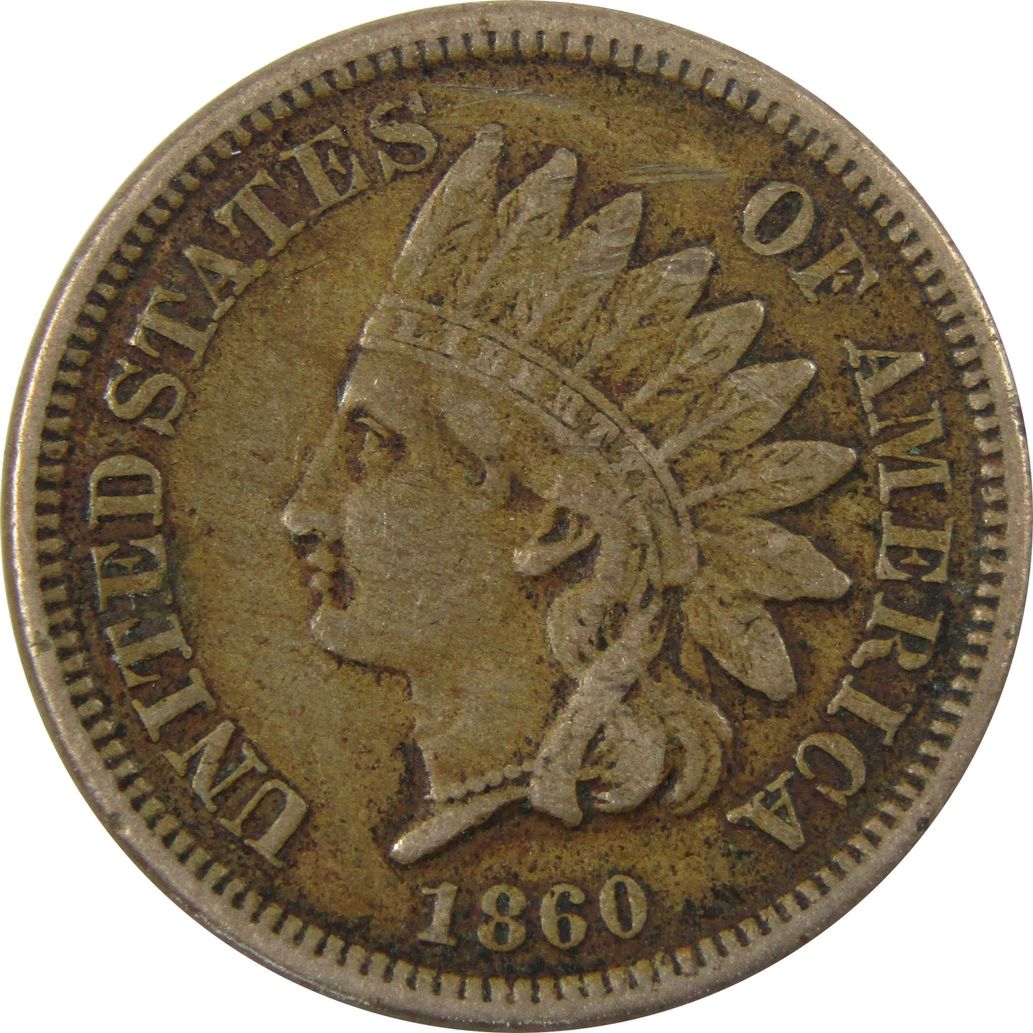 1860 Indian Head Cent VF Very Fine Details Penny 1c Coin SKU:CP1160