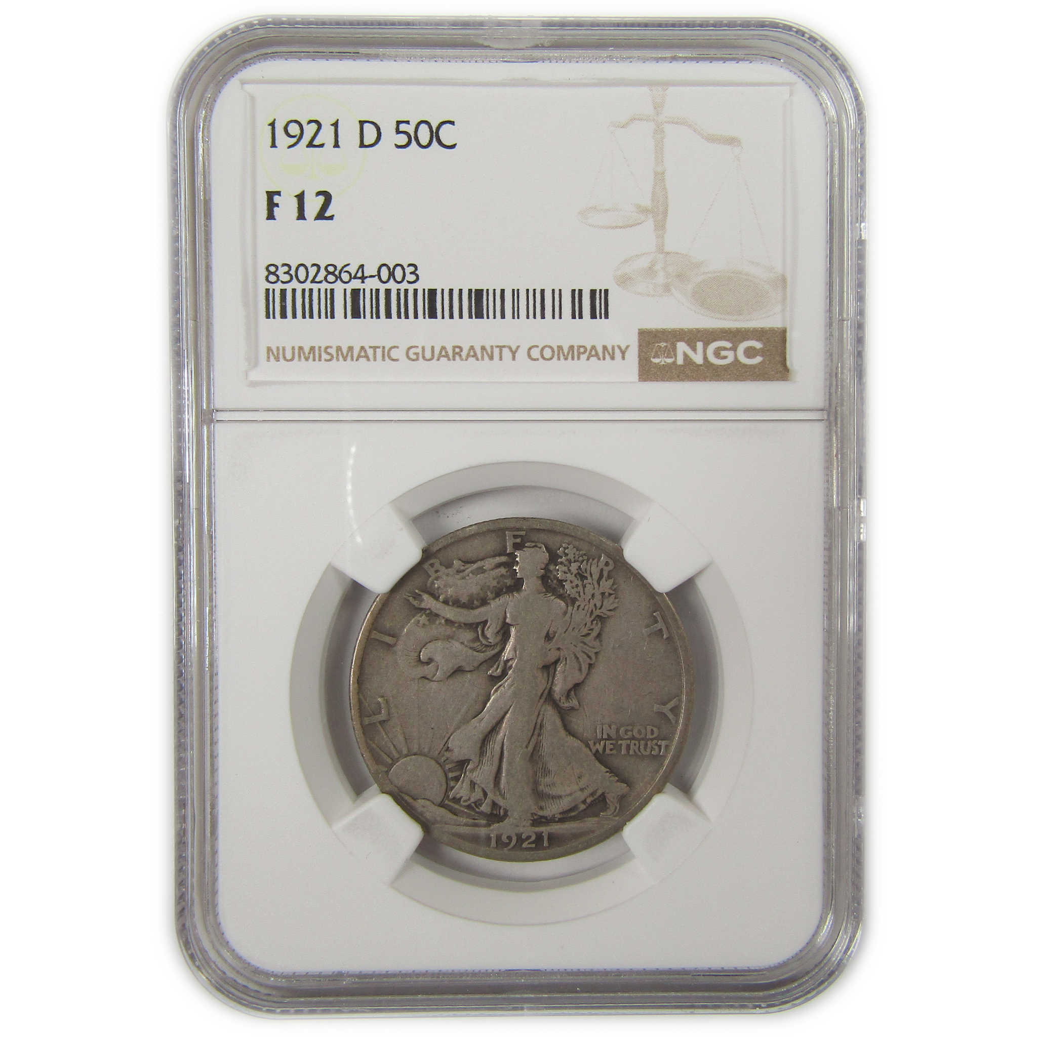 1921 D Liberty Walking Half Dollar F 12 NGC Silver 50c Coin SKU:I20587