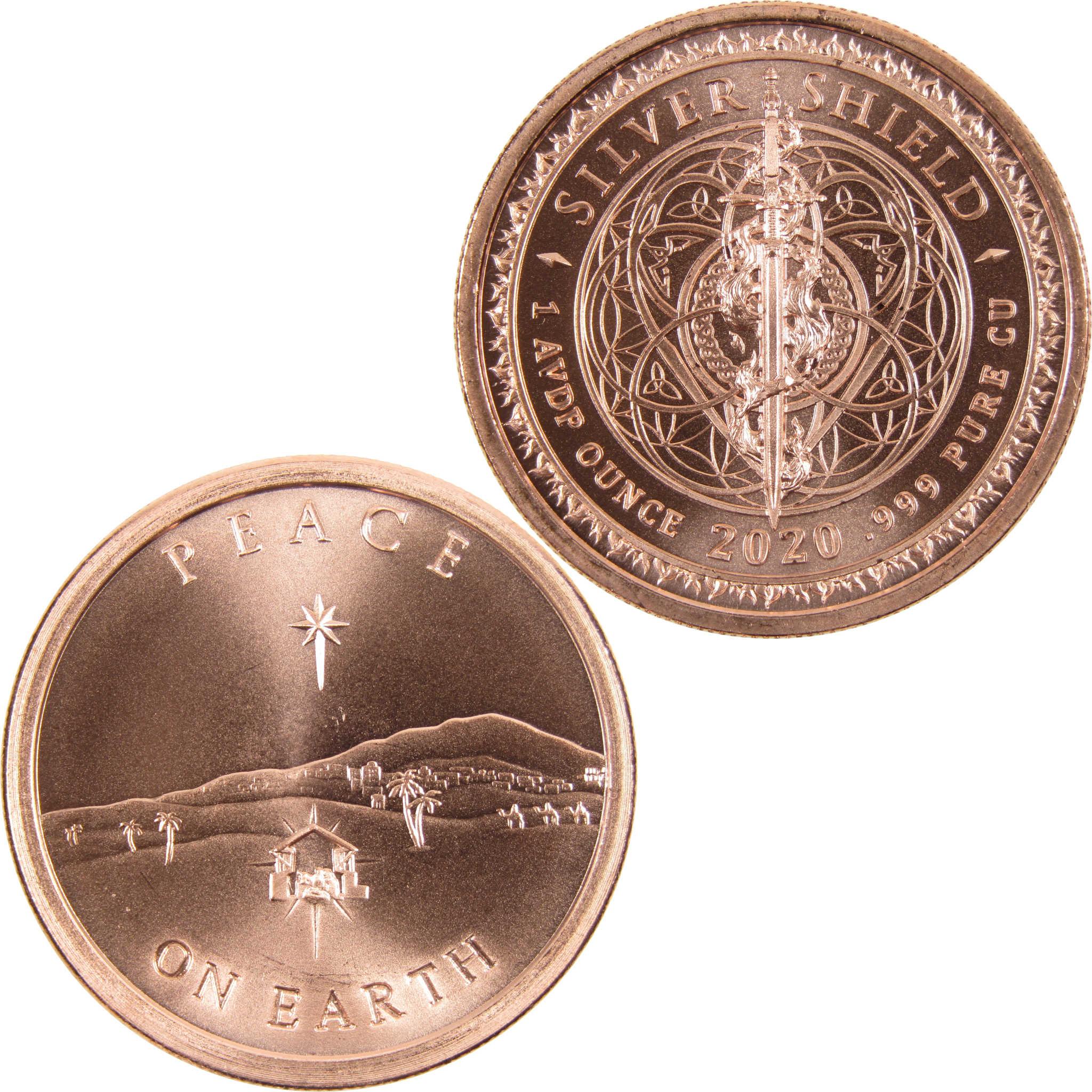 Peace on Earth 1 oz .999 Copper Round Holiday Collectible 2020