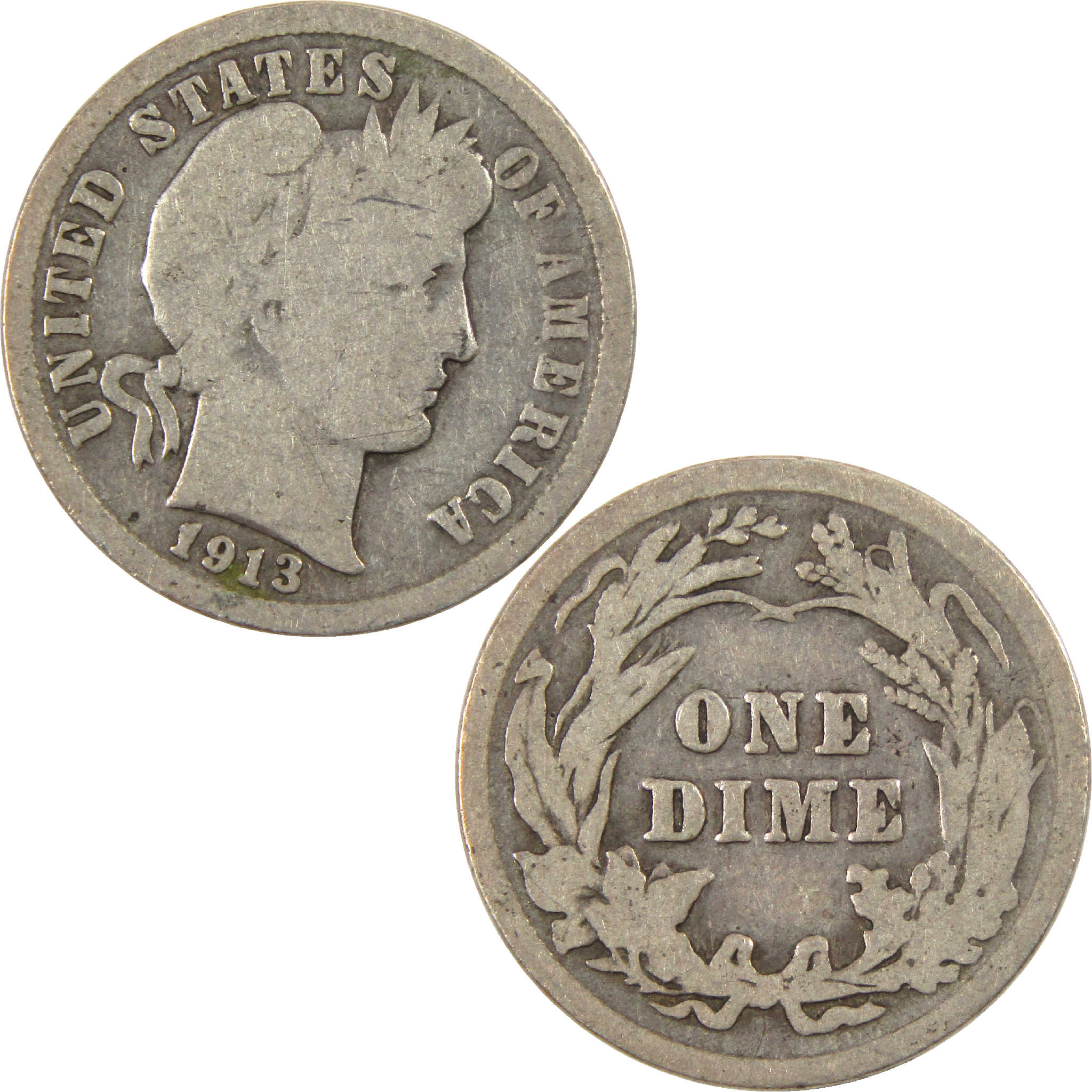 1913 Barber Dime G Good Silver 10c Coin