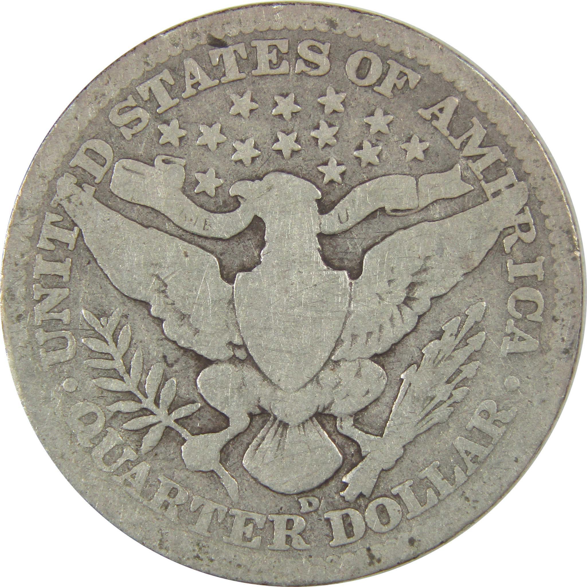 1911 D Barber Quarter G Good Silver 25c Coin SKU:I21841