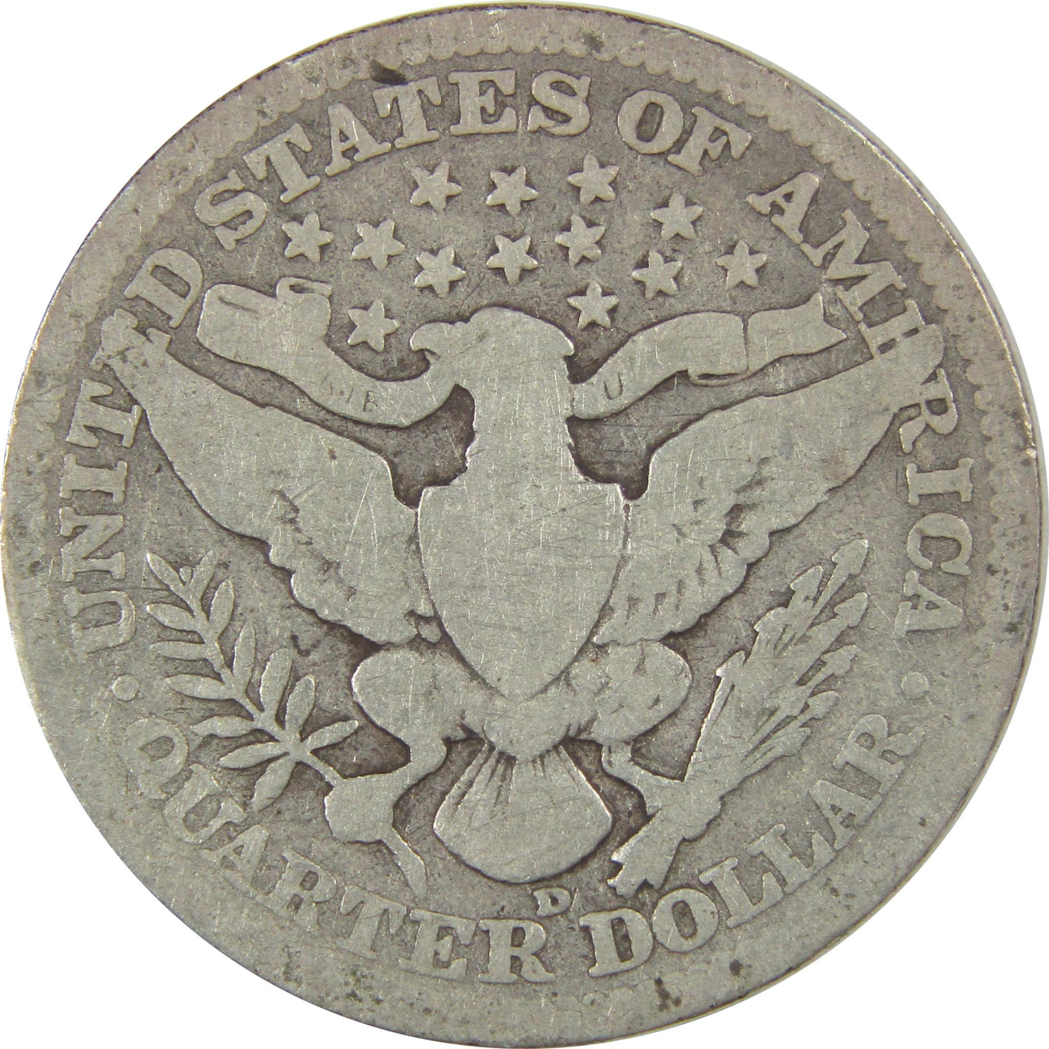1911 D Barber Quarter G Good Silver 25c Coin SKU:I21841