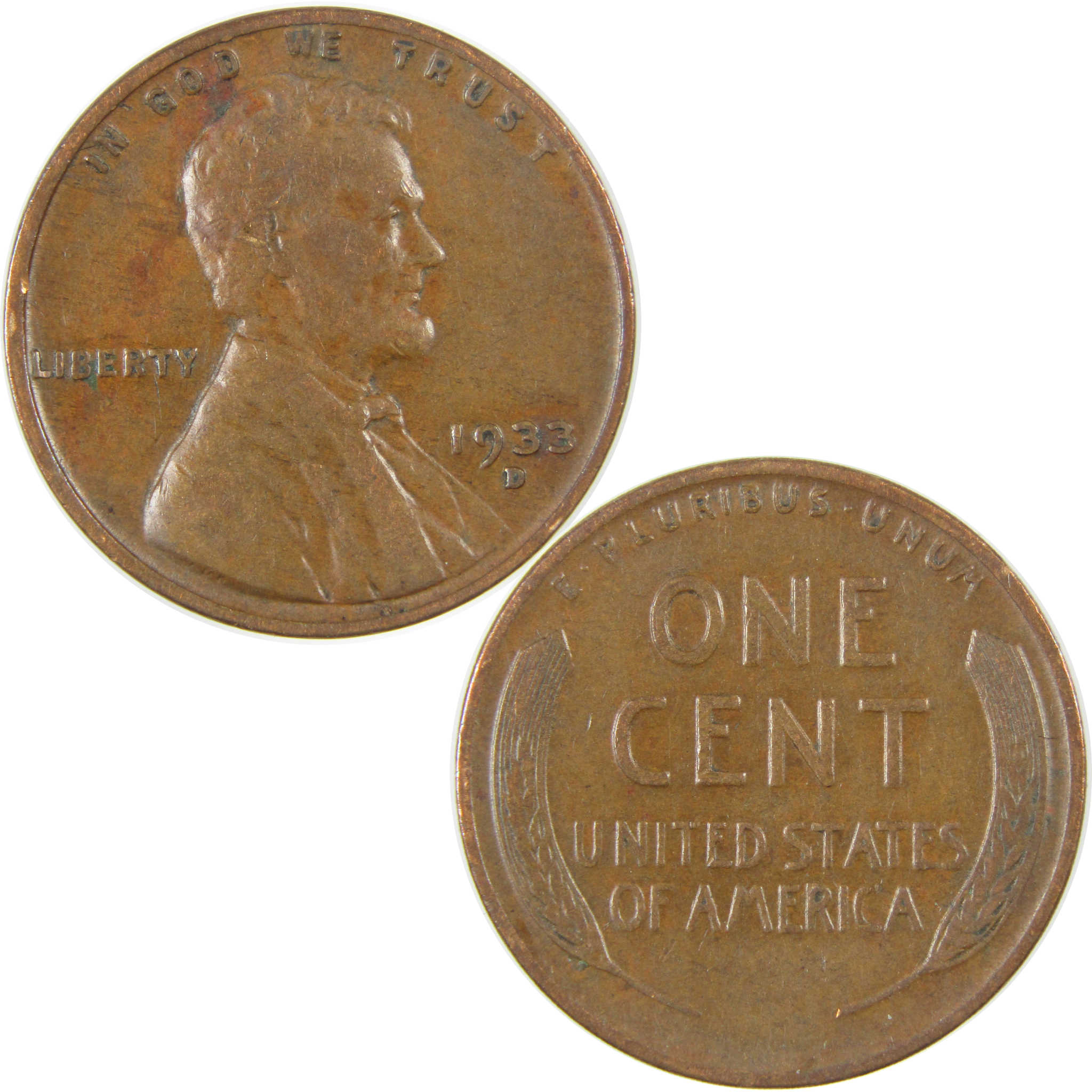 1933 D Lincoln Wheat Cent VF Very Fine Penny 1c Coin SKU:I27286