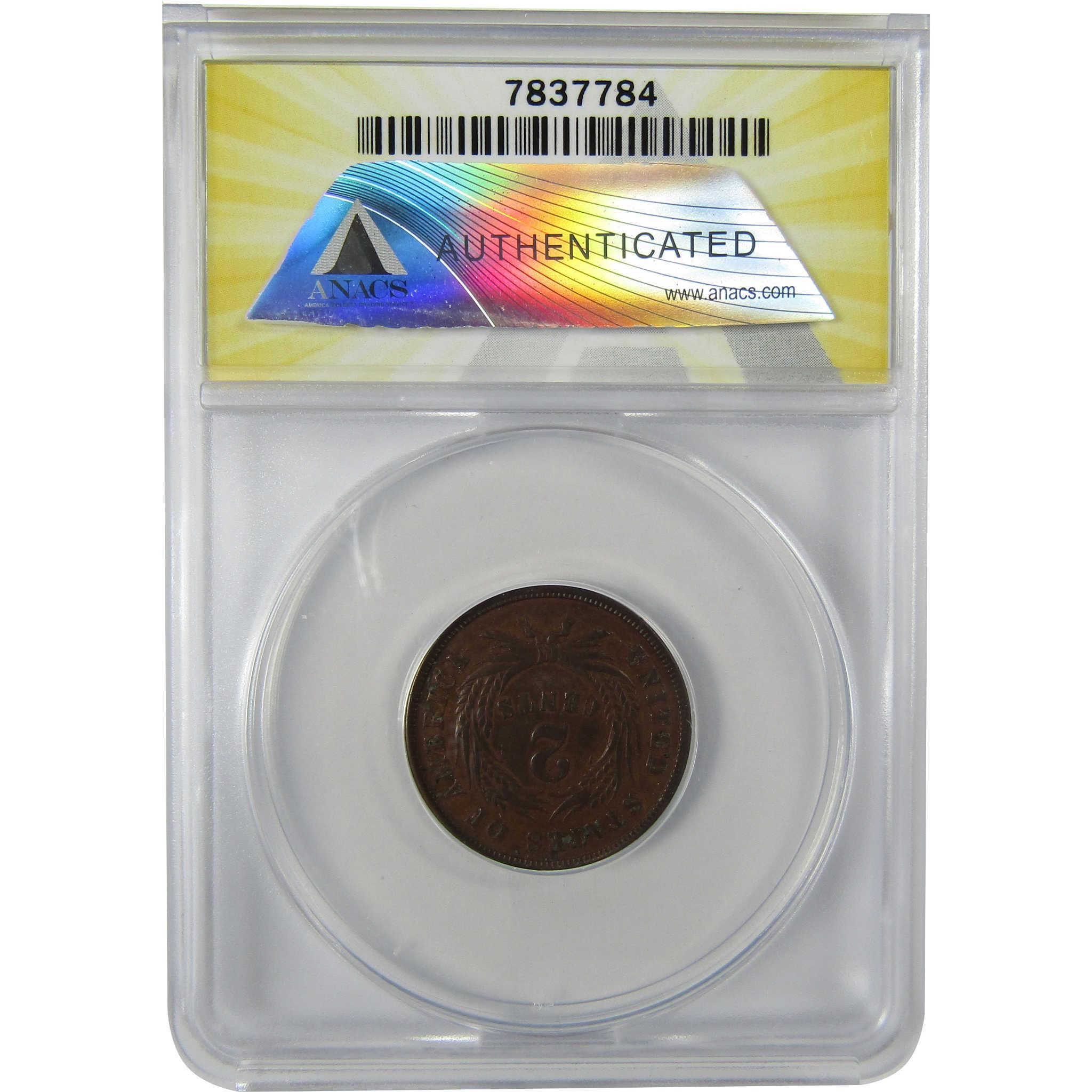 1870 Two Cent Piece VF 35 Details ANACS 2c Coin SKU:CP633