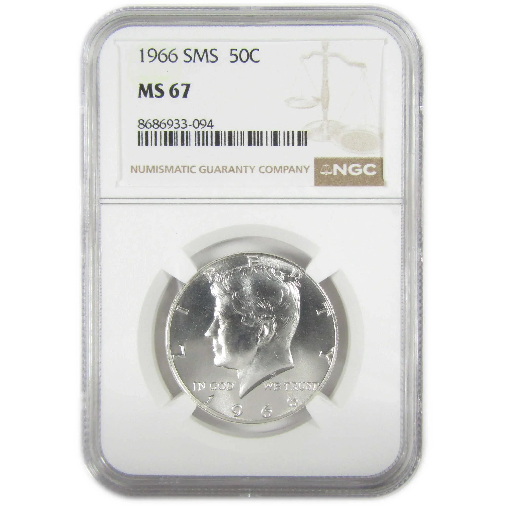 1966 SMS Kennedy Silver Half Dollar MS 67 NGC Uncirculated SKU:I27392