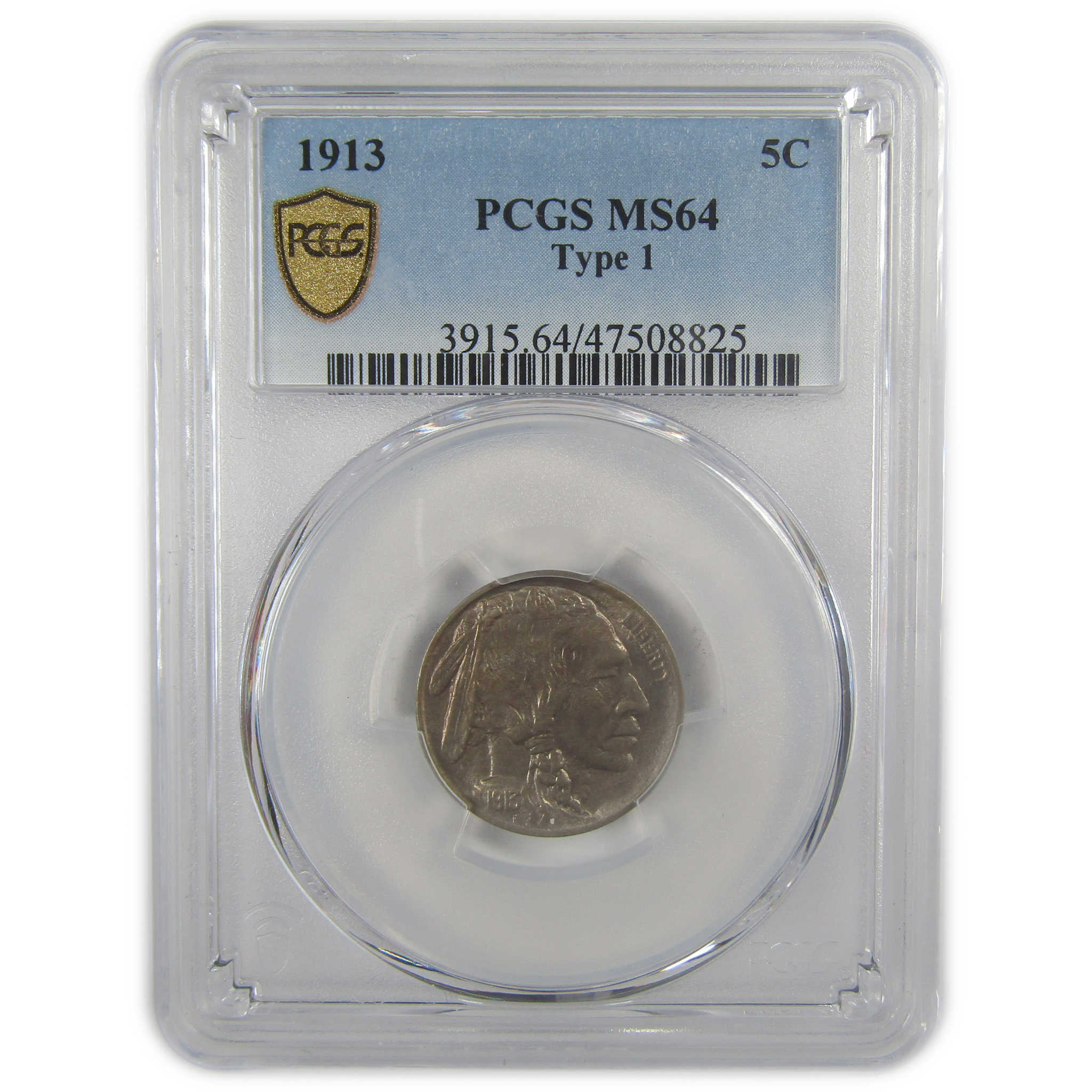 1913 Type 1 Indian Head Buffalo Nickel MS 64 PCGS 5c Coin SKU:I22016