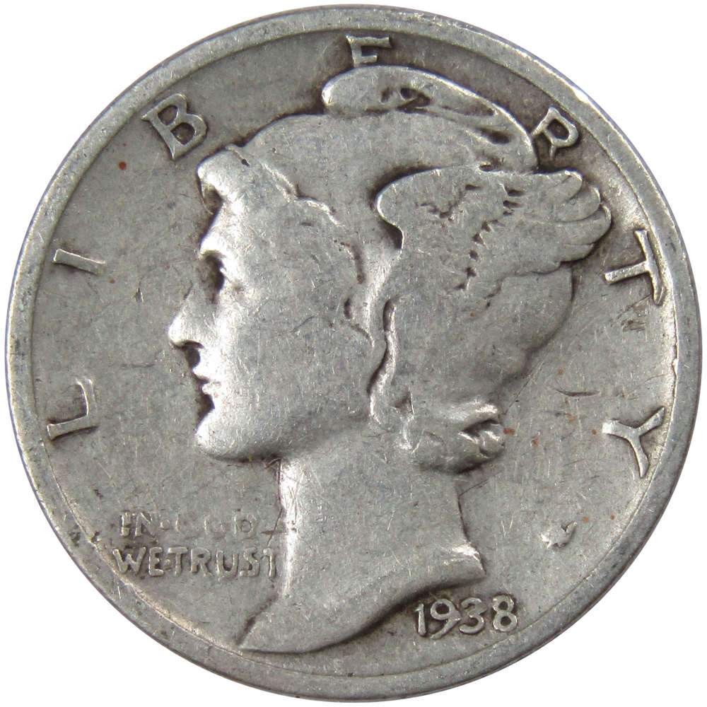 1938 S Mercury Dime AG About Good 90% Silver 10c US Coin Collectible