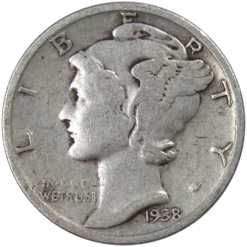 1938 S Mercury Dime AG About Good 90% Silver 10c US Coin Collectible