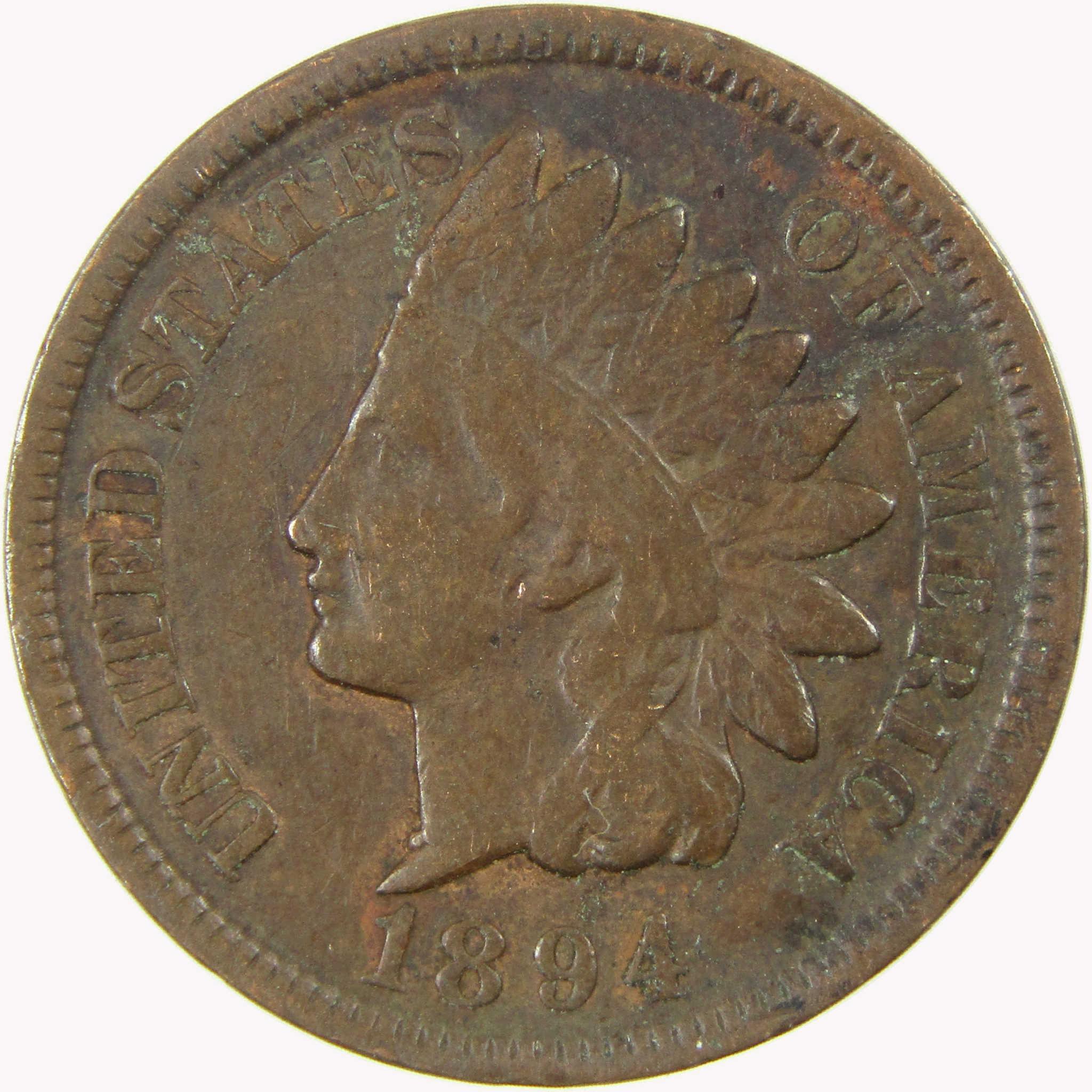 1894 Indian Head Cent F Fine Penny Collectible SKU:I26603
