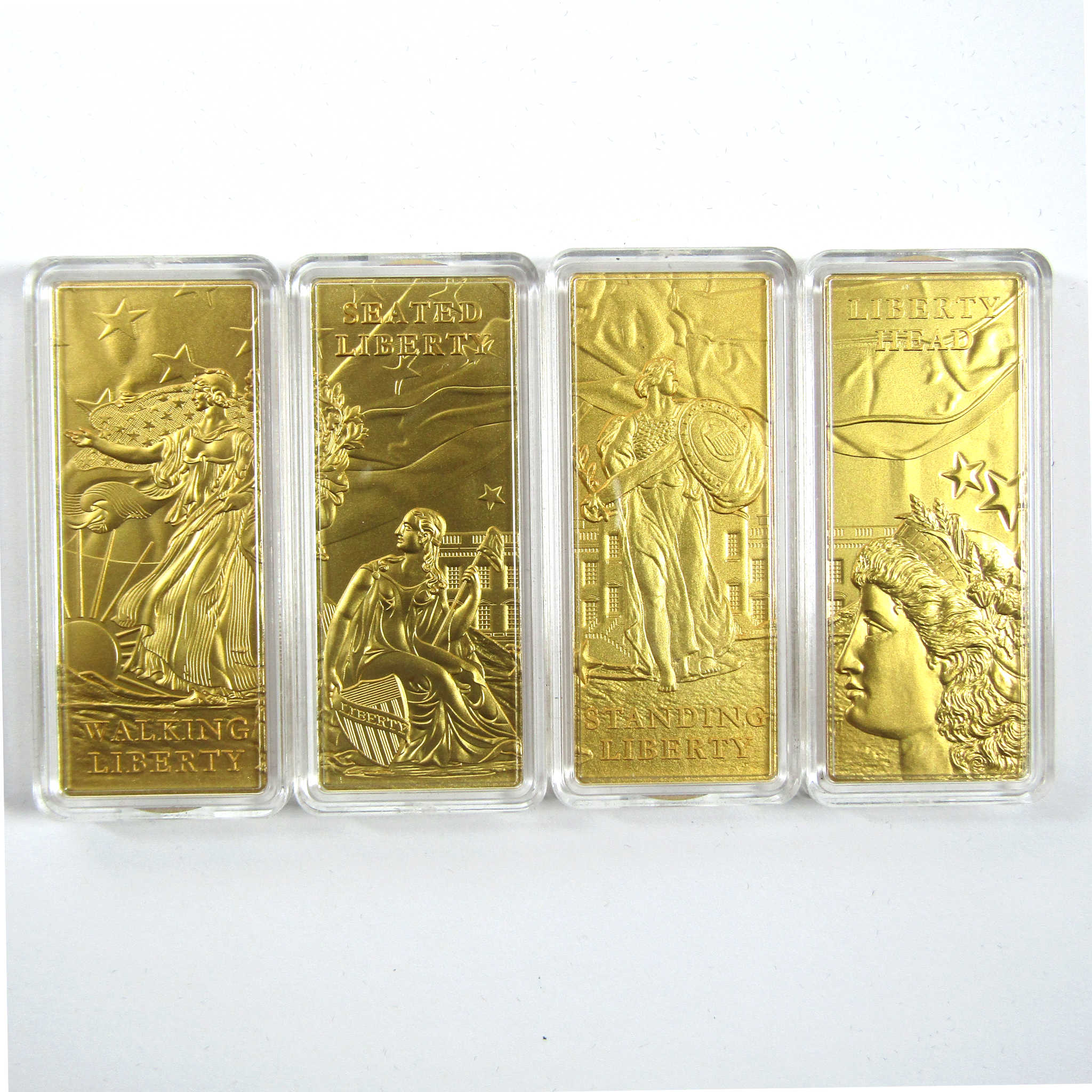 The Lady Liberty 4 Piece Gold Plated Silver Bar Set 2022 SKU:CPC6766