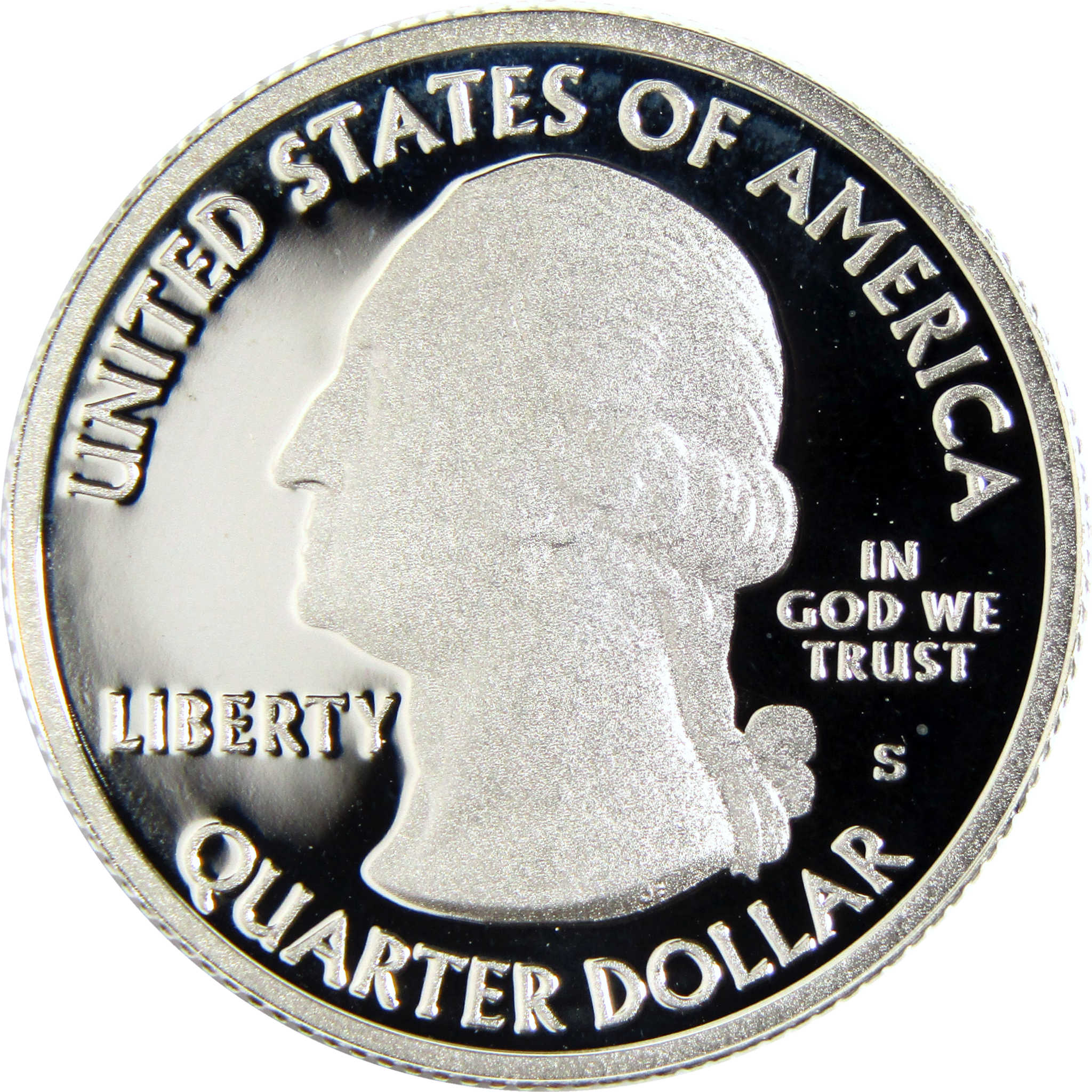 Proof United States quarter dollar coin with Washington profile, collectible coin