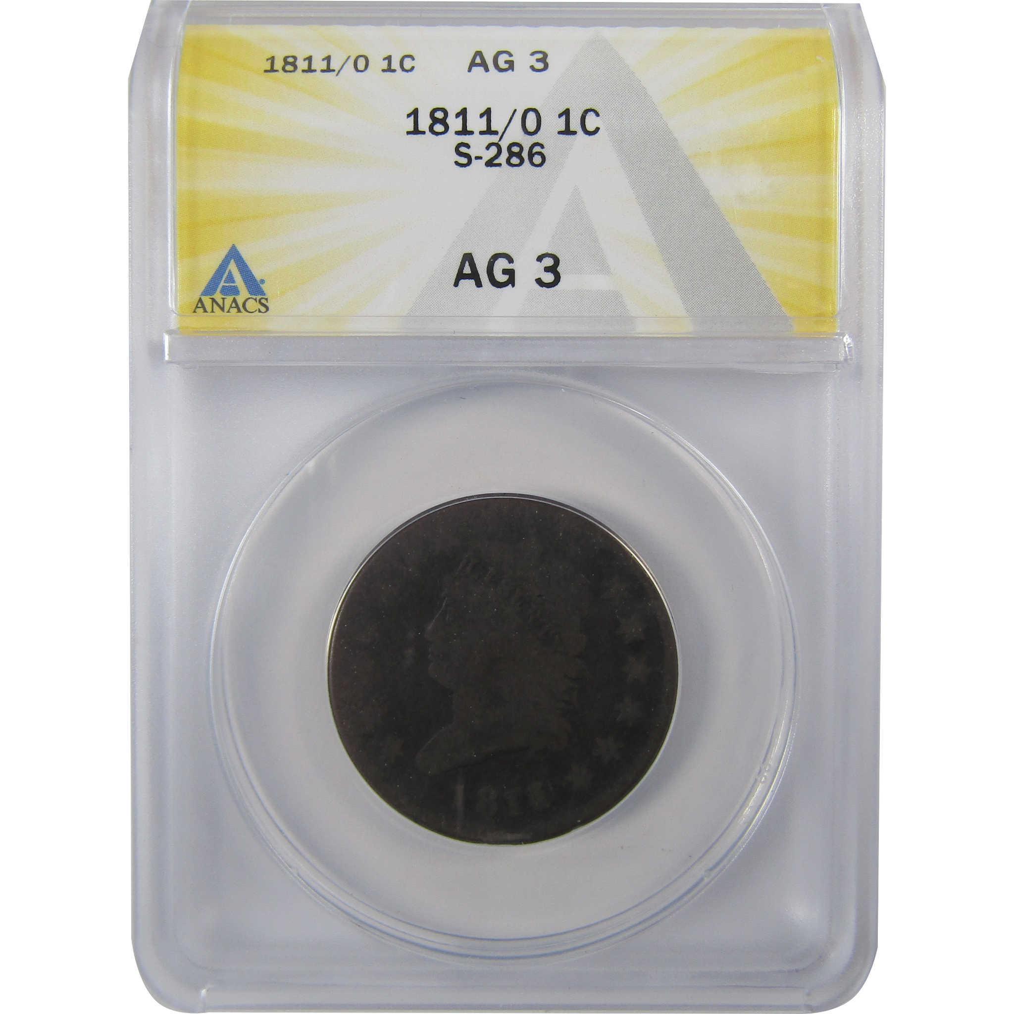 1811/0 S-286 Classic Head Copper Large Cent AG 3 ANACS SKU:I25644