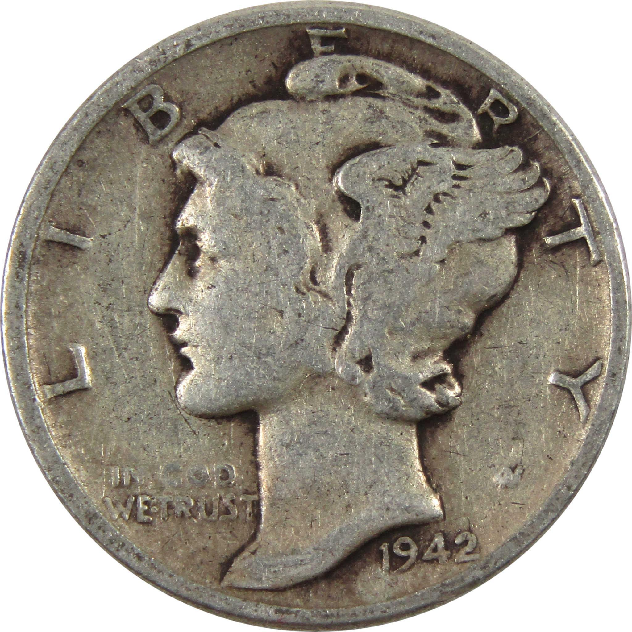 1942 Mercury Dime AG About Good 90% Silver 10c Coin