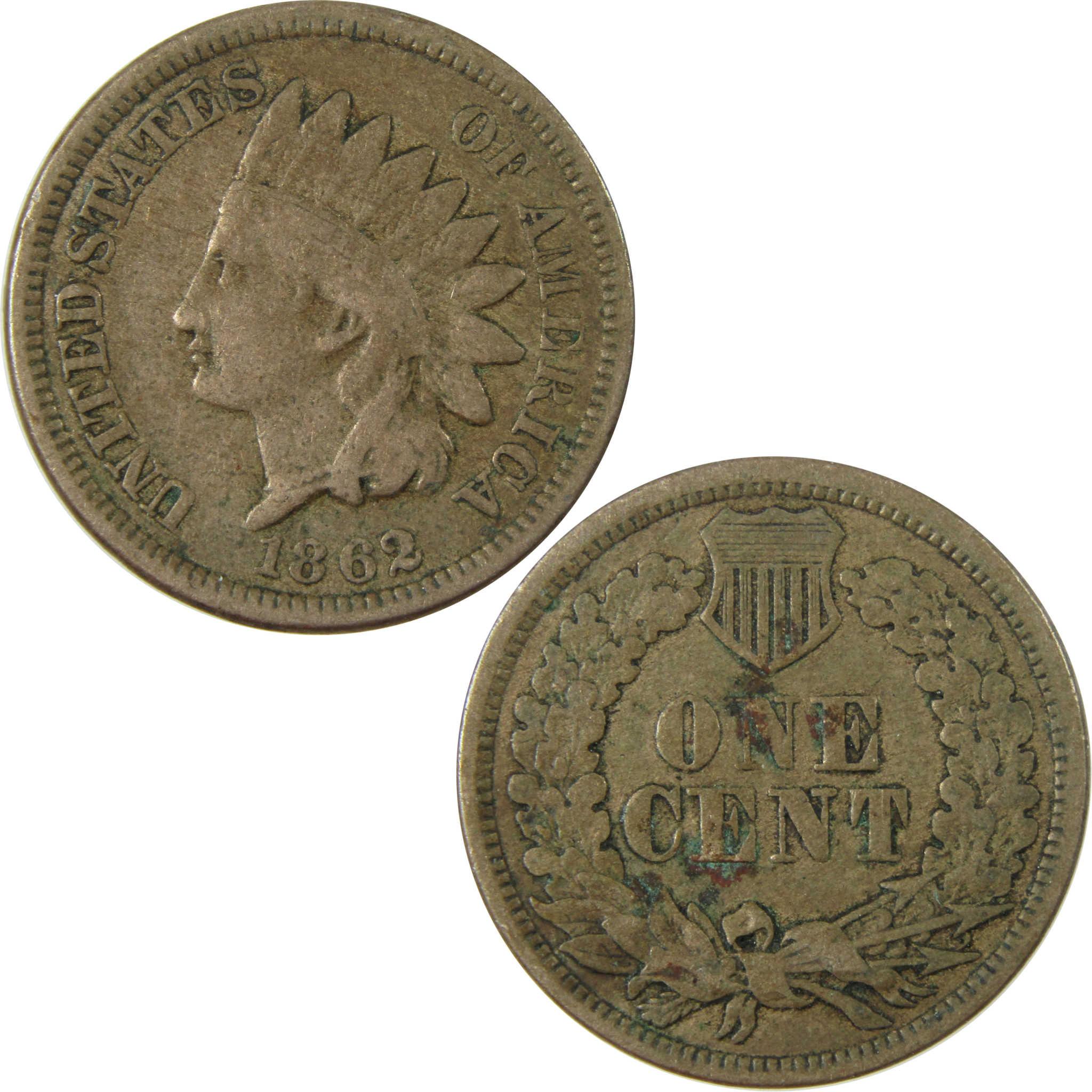 1862 Indian Head Cent VG Very Good Penny 1c Coin SKU:CP1230