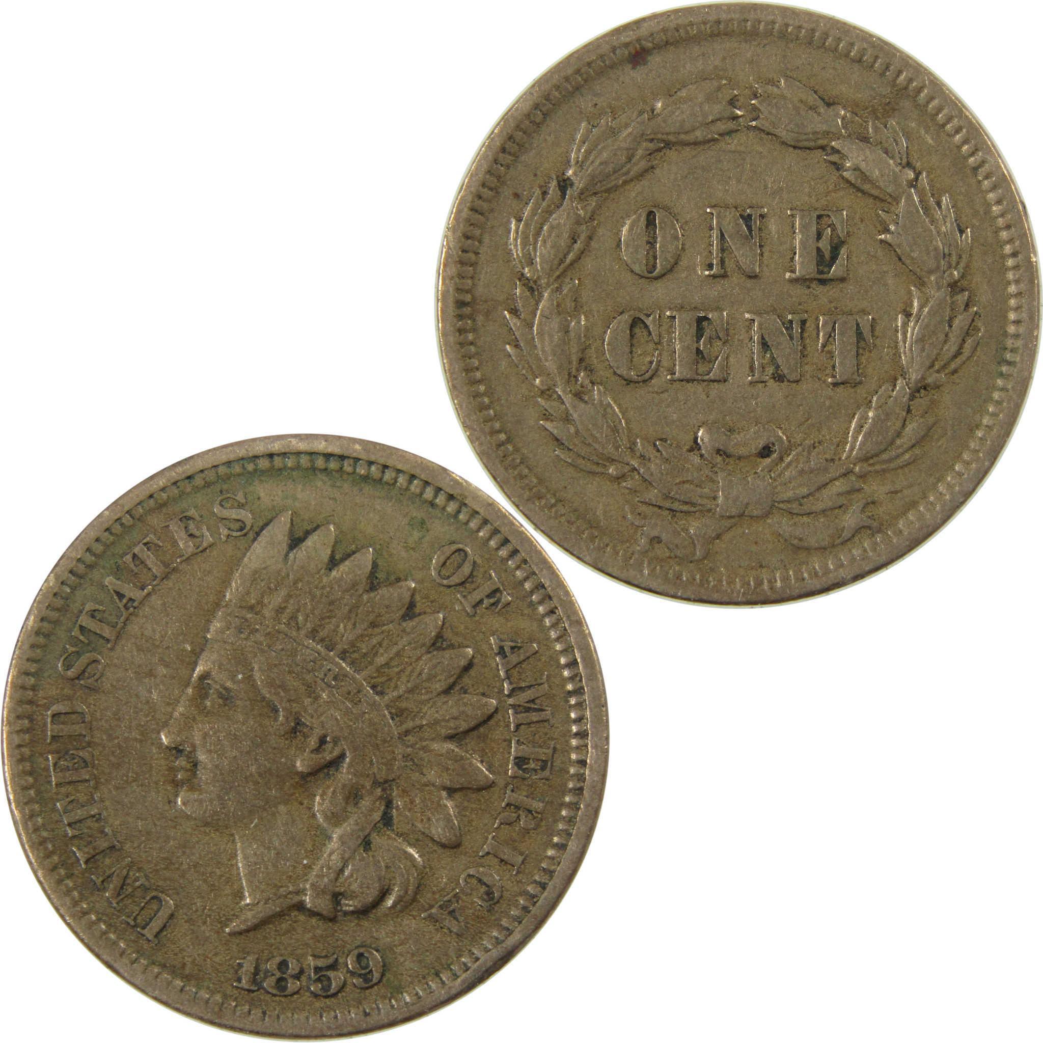 1859 Indian Head Cent VF Very Fine Penny 1c Coin SKU:CP1139