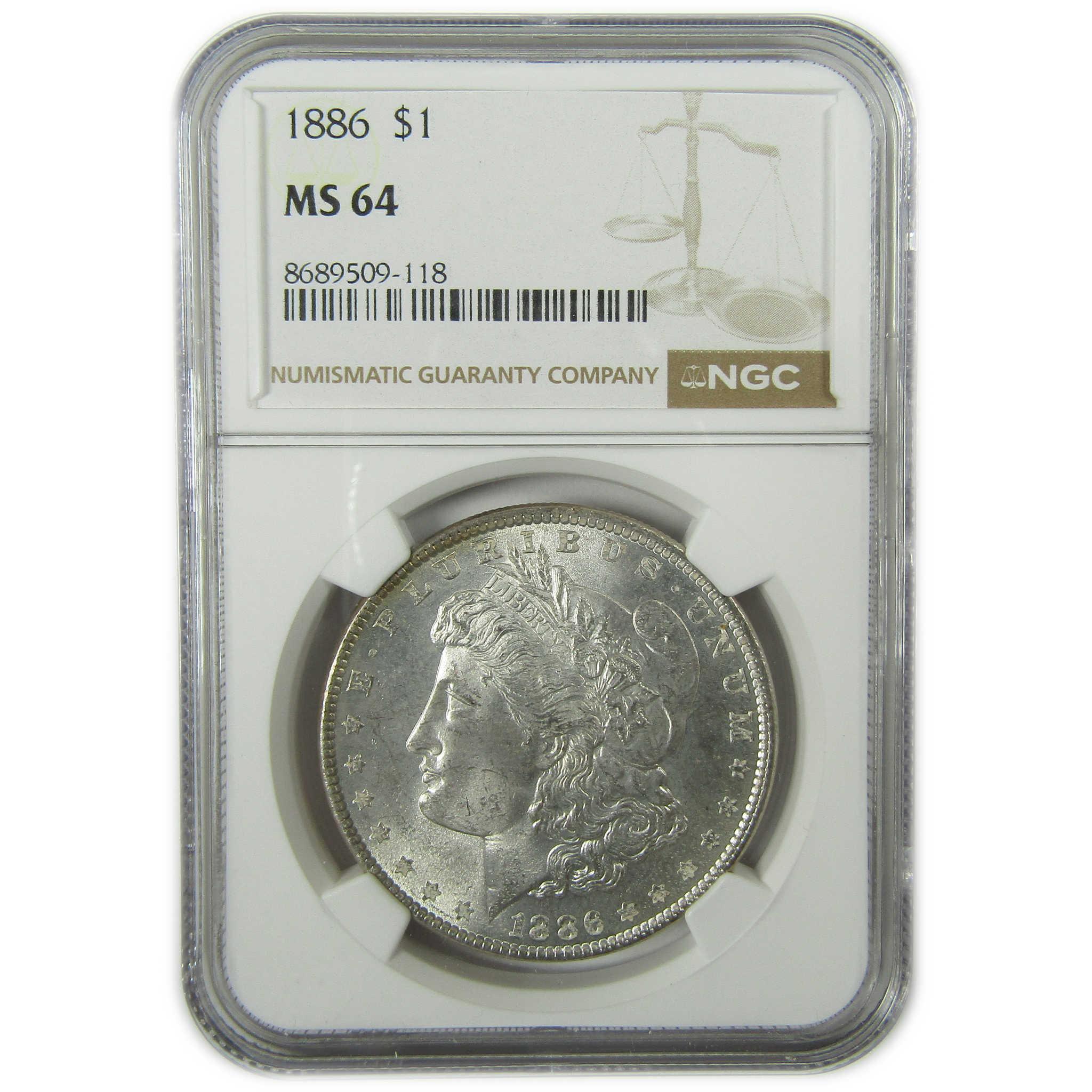 1886 Morgan Silver Dollar MS 64 NGC Uncirculated $1 Coin SKU:CP429 - Morgan coin - Morgan silver dollar - Morgan silver dollar for sale - Profile Coins & Collectibles