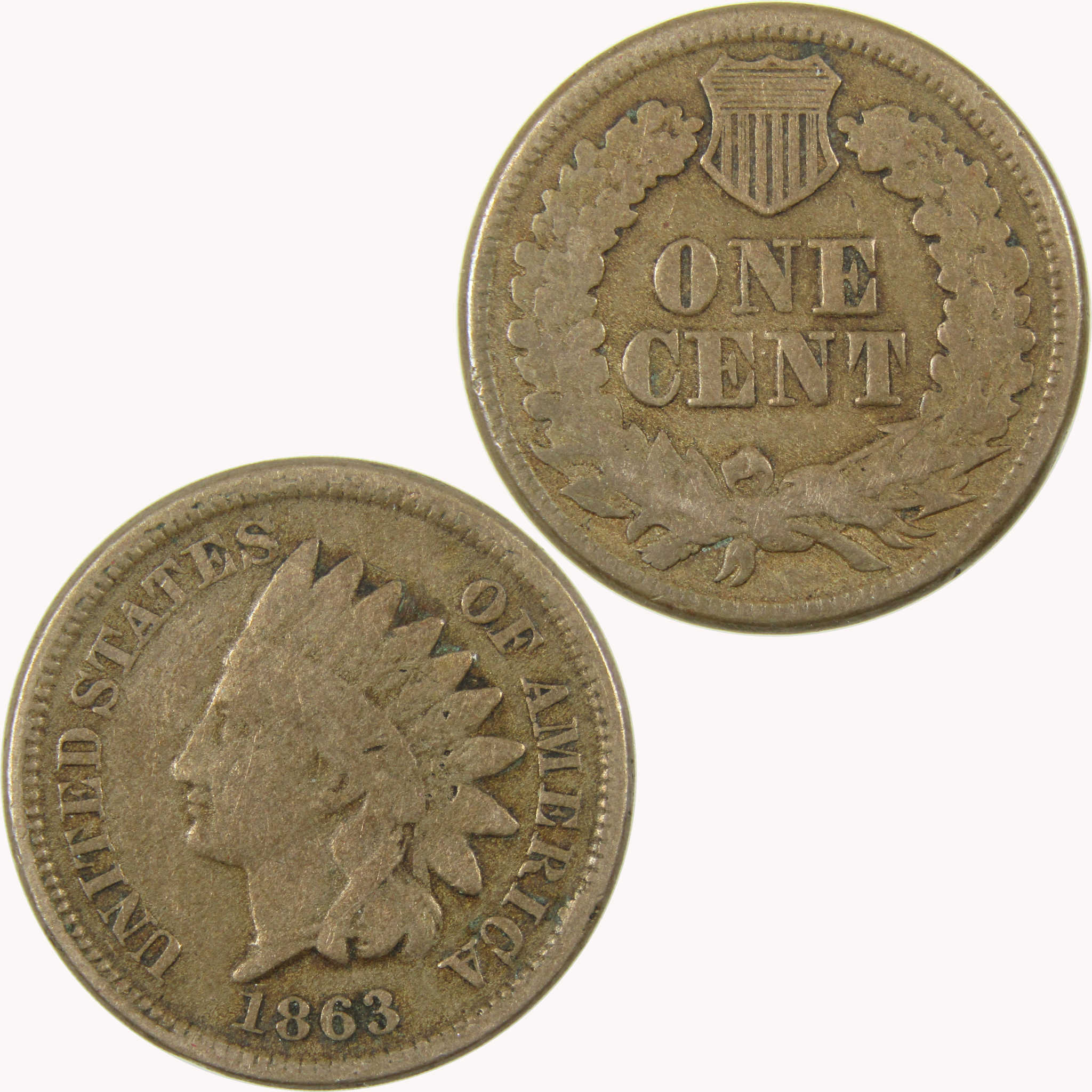 1863 Indian Head Cent VG Very Good Penny 1c Coin SKU:CP1106