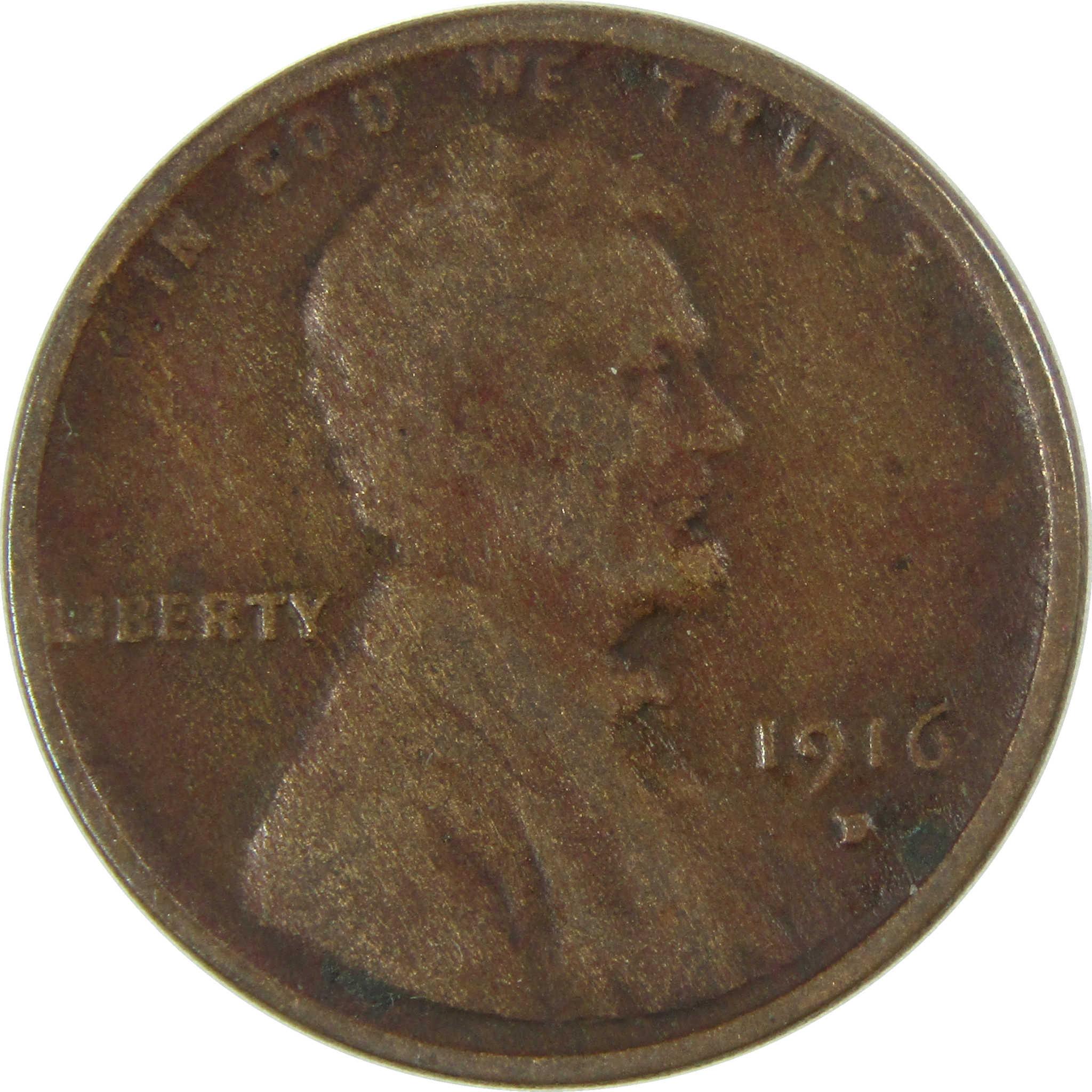 1916 D Lincoln Wheat Cent VG Very Good Penny 1c Coin SKU:I26700