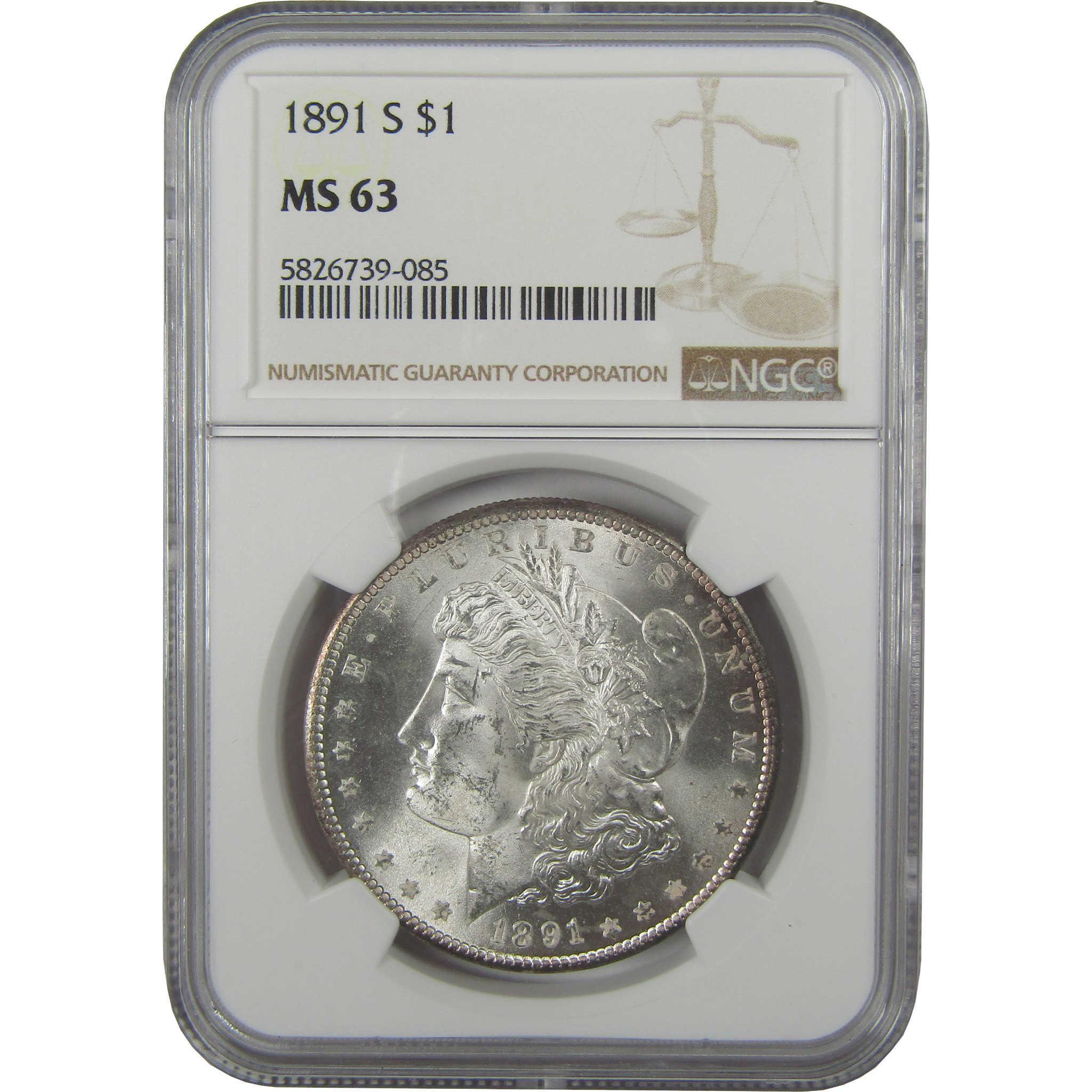 1891 S Morgan Dollar MS 63 NGC Silver Uncirculated $1 Coin SKU:CPC4009 - Morgan coin - Morgan silver dollar - Morgan silver dollar for sale - Profile Coins & Collectibles
