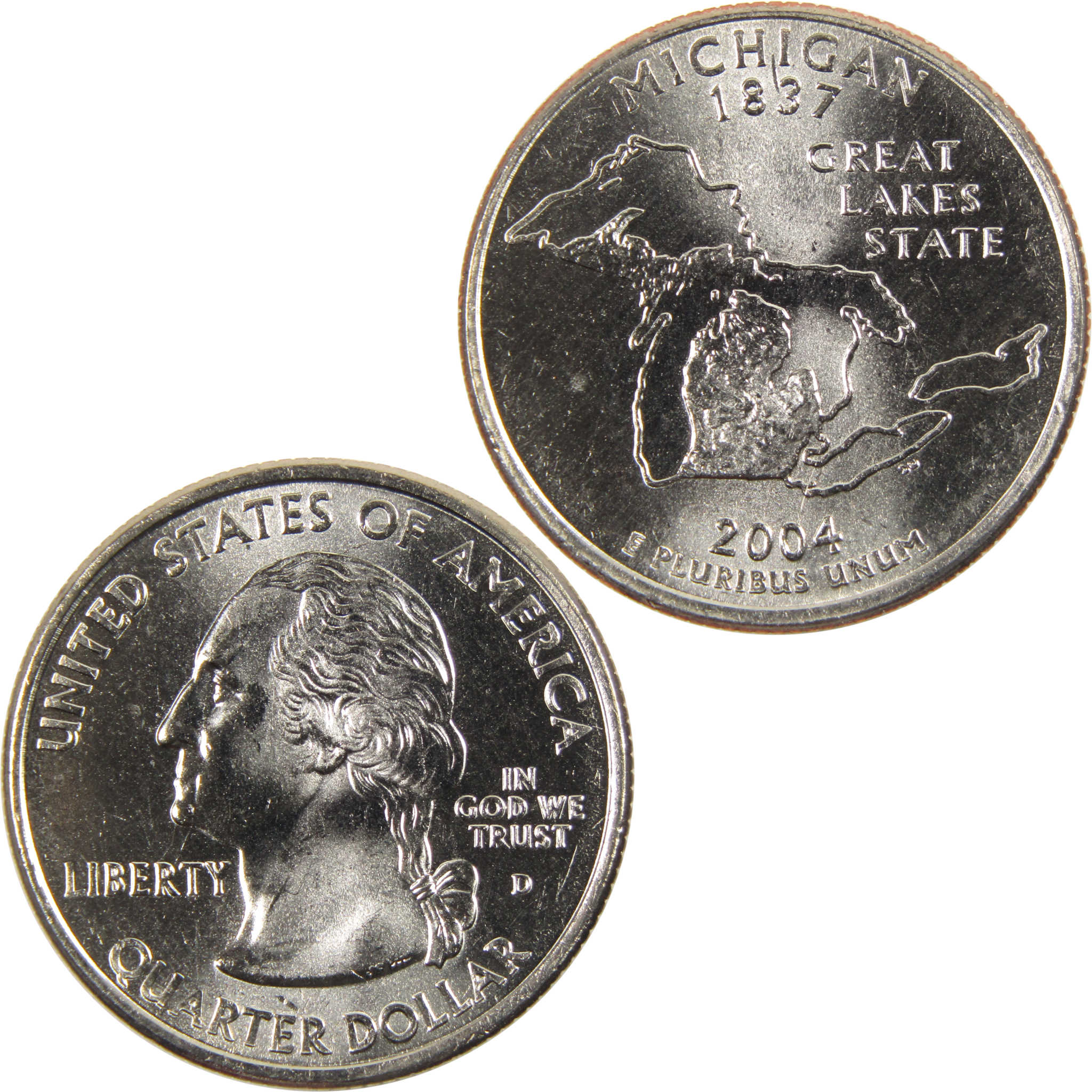 2004 D Michigan State Quarter BU Uncirculated Clad 25c Coin