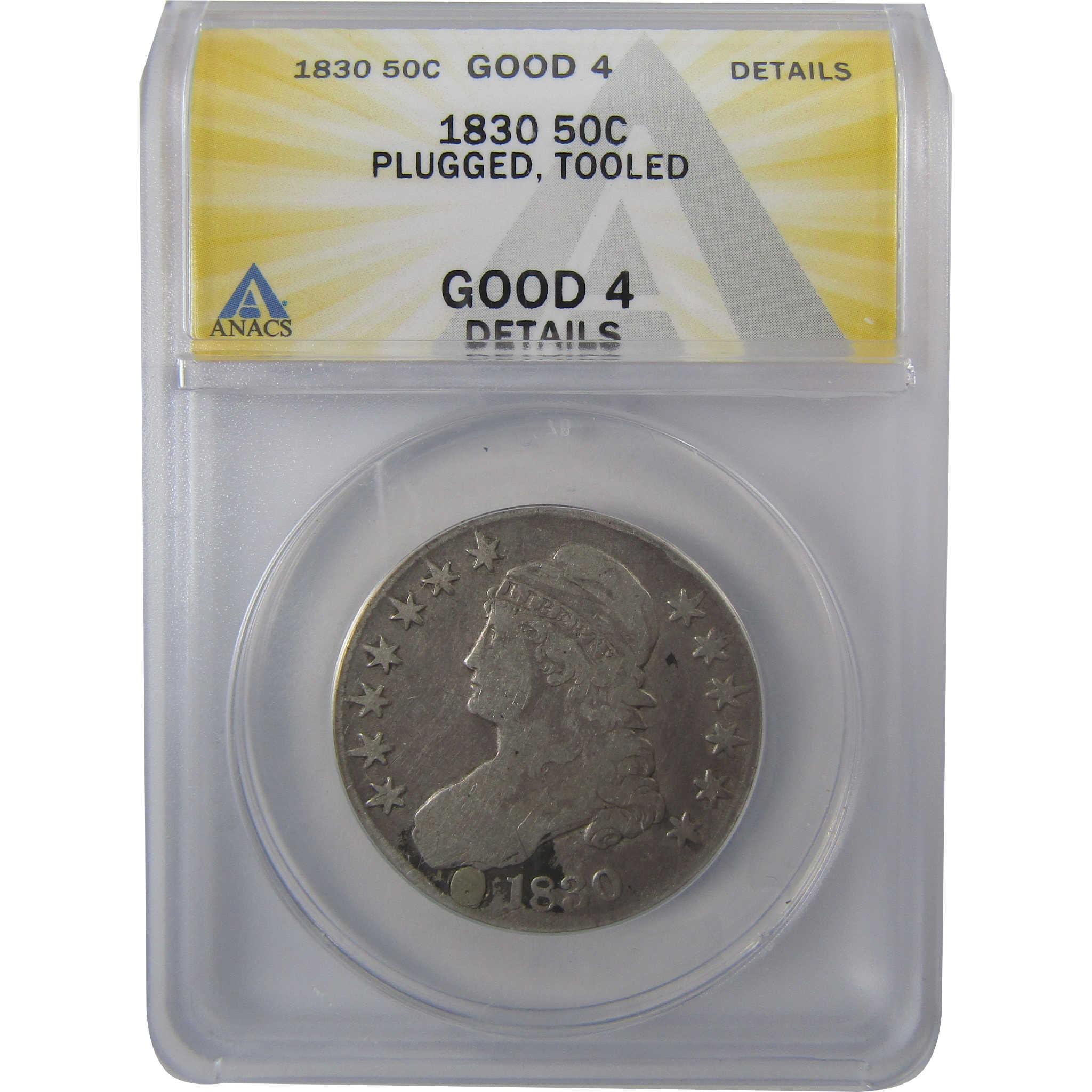 1830 Small 0 Capped Bust Silver 50c G 4 Details ANACS SKU:I24425