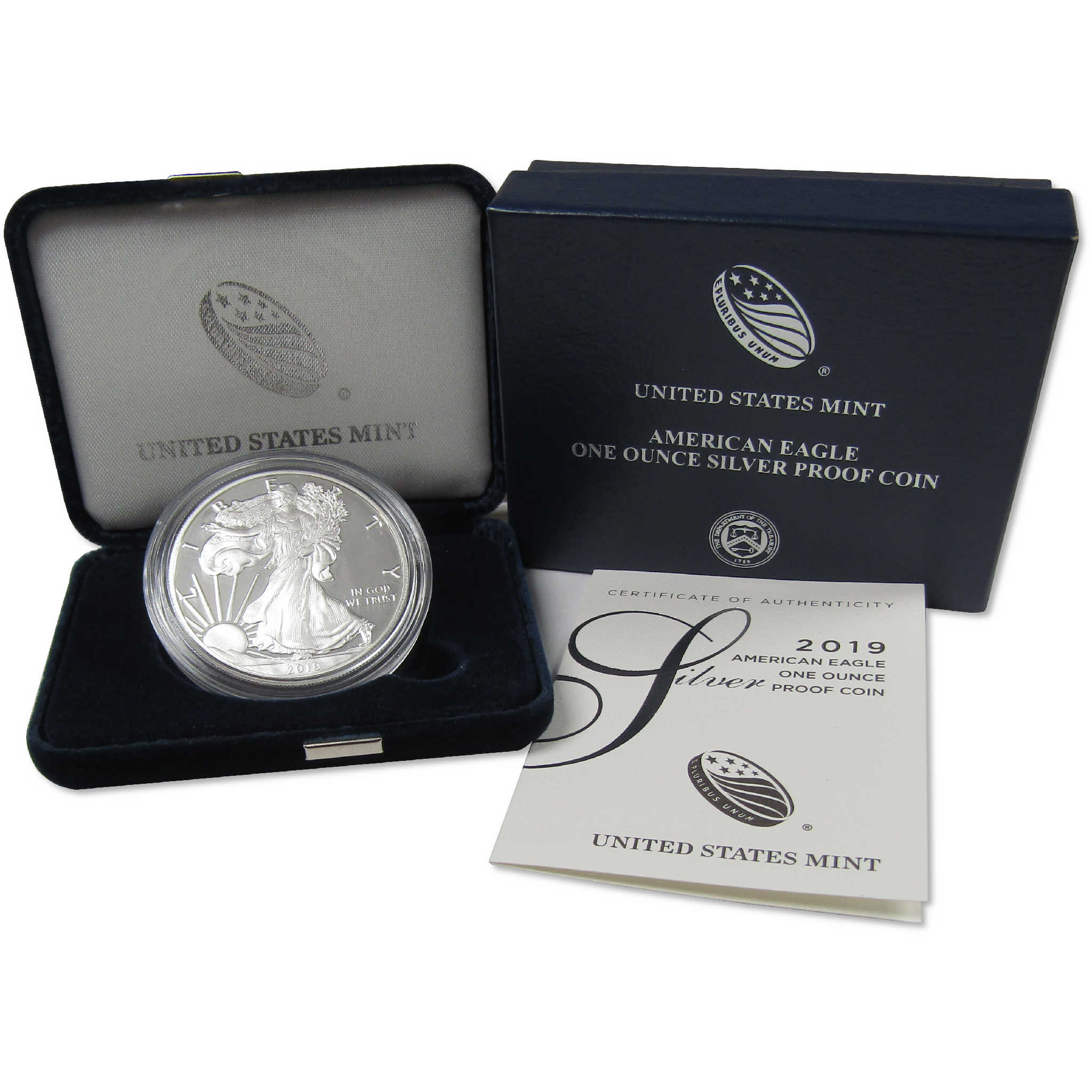 2019 W American Silver Eagle Bullion Proof $1 Coin Collectible OGP COA