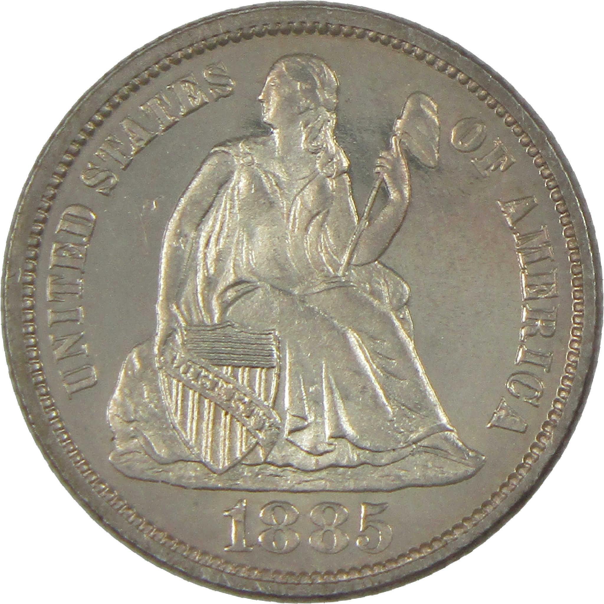 1885 Seated Liberty Silver Dime Proof 10c Coin Collectible